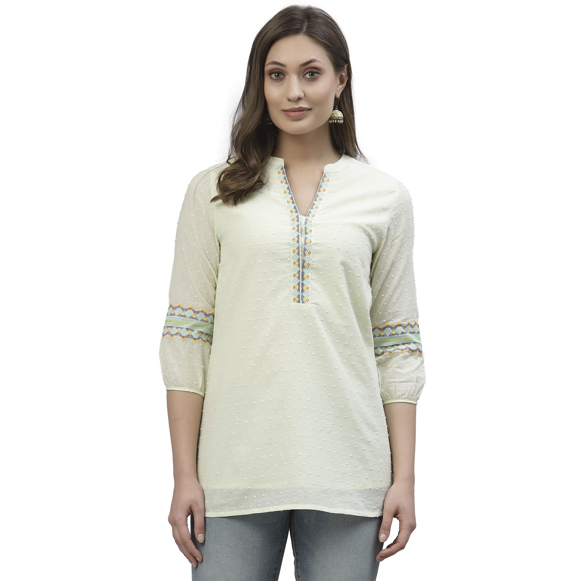 mode By Red Tape Women's Regular Tunic (MFT0056_Lime L)-picture-15