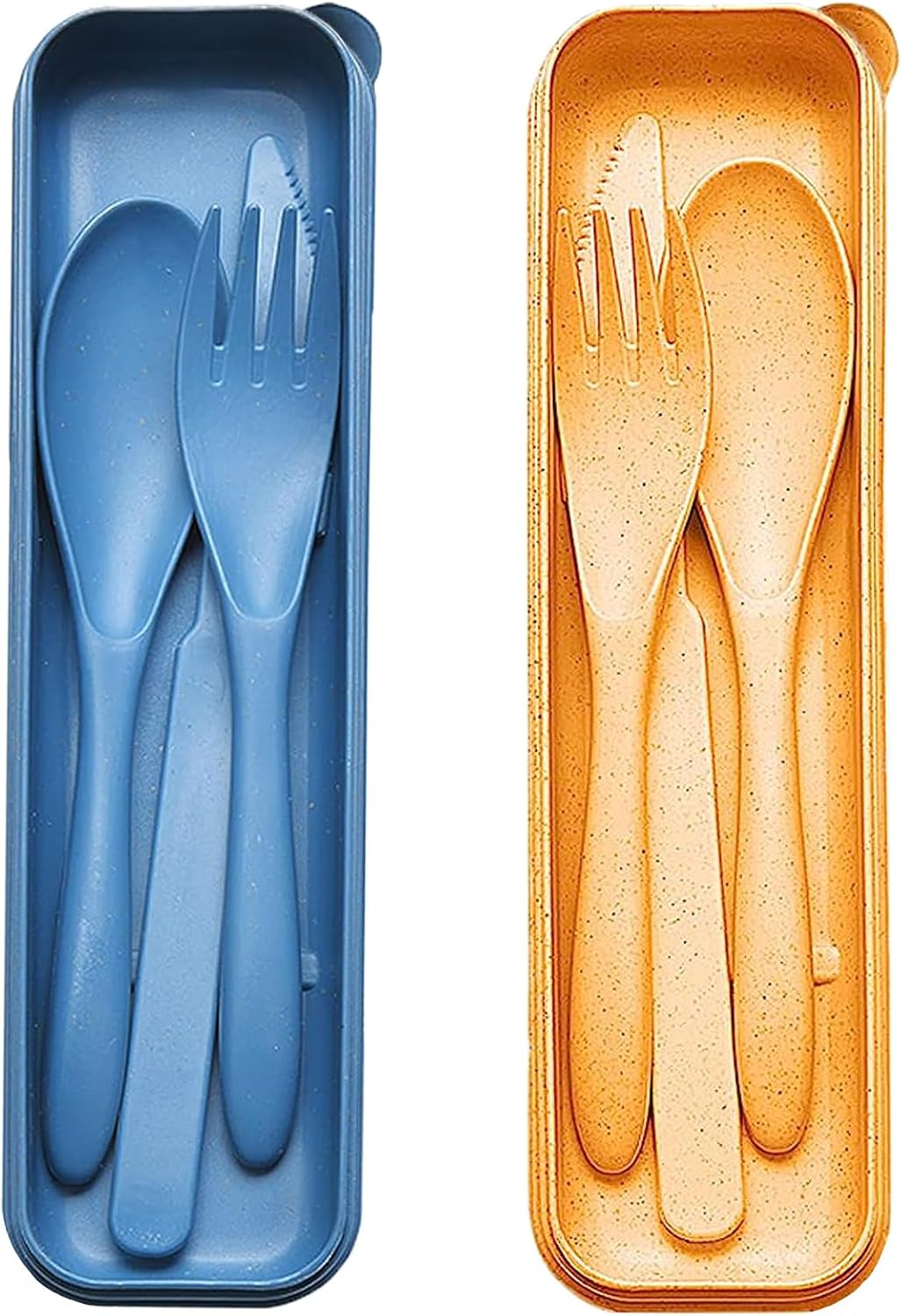 Reusable Travel Utensils Set with Case Wheat Straw Fork Spoon Knife Cutlery