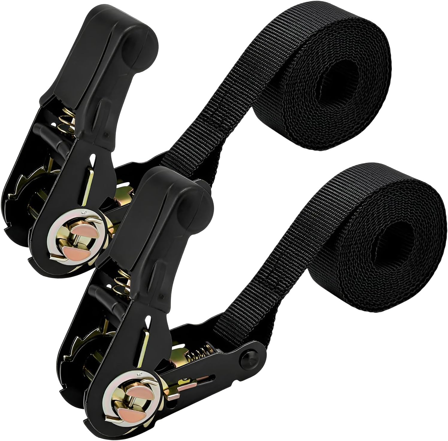 2 PCS Endless Ratchet Tie Down Straps, 1 Inch x 8 Ft Ratcheting Securing Strap with Track Spring Fittings, 1764lbs Heavy Duty Cargo Tie Down Straps for Motorcycle Trailer