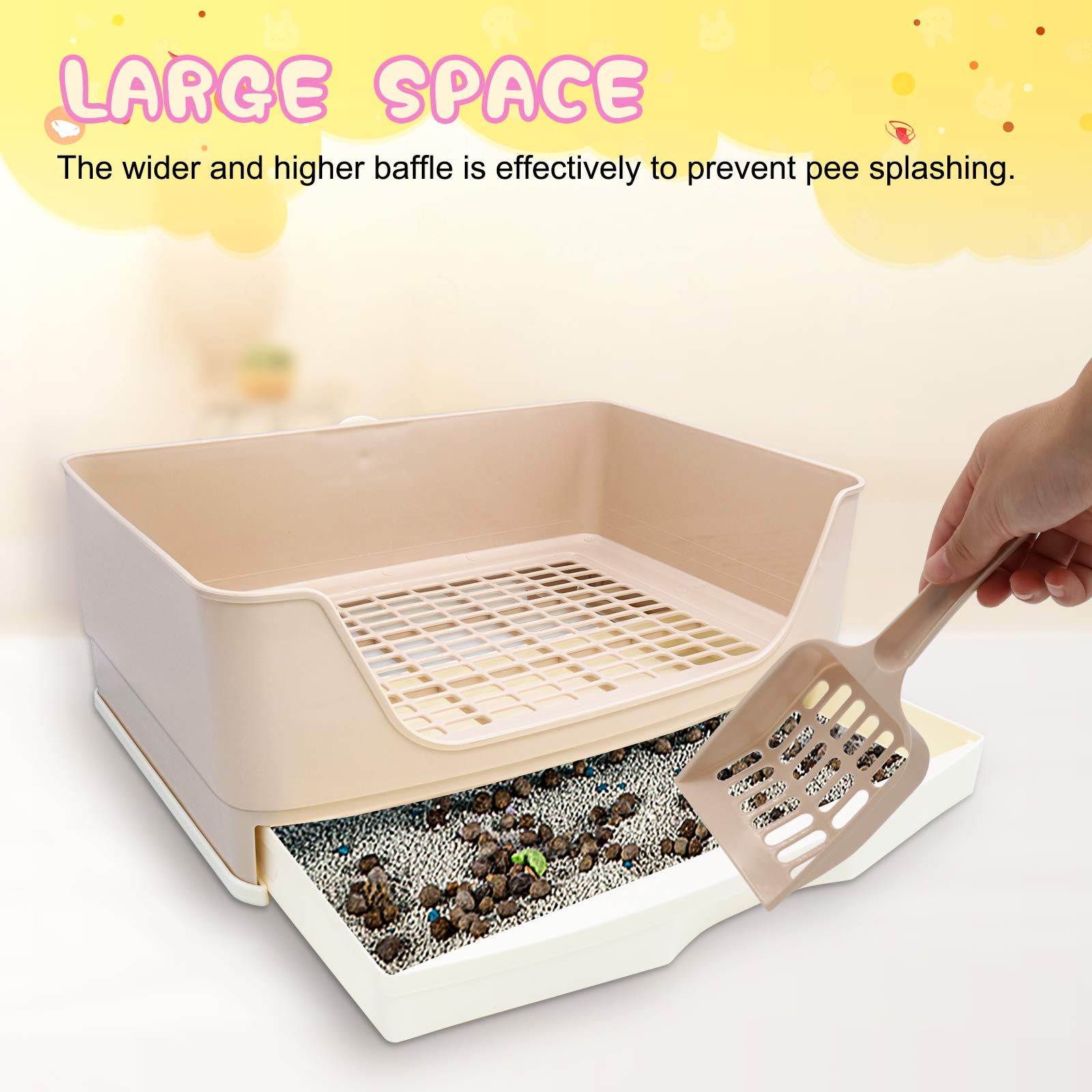 BWOGUE Large Rabbit Litter Box with Drawer,Potty Trainer Corner Toilet