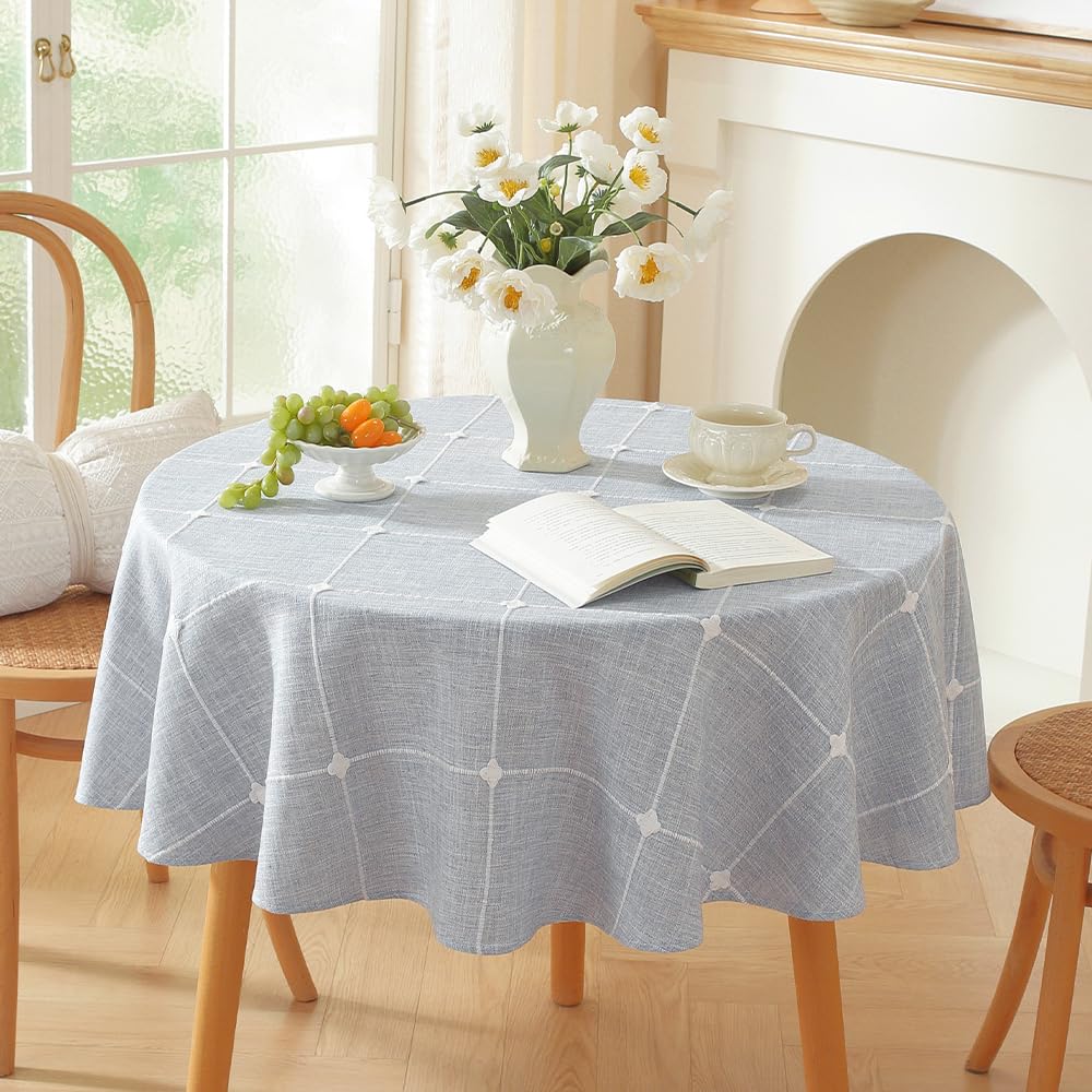 Plenmor Leinen Tischdecke Baumwolle, Leinenoptik Tischdecke Abwaschbar Table Cloth Boho Tischdecke Rechteckig für Küchentisch und Outdoor Tischtuch