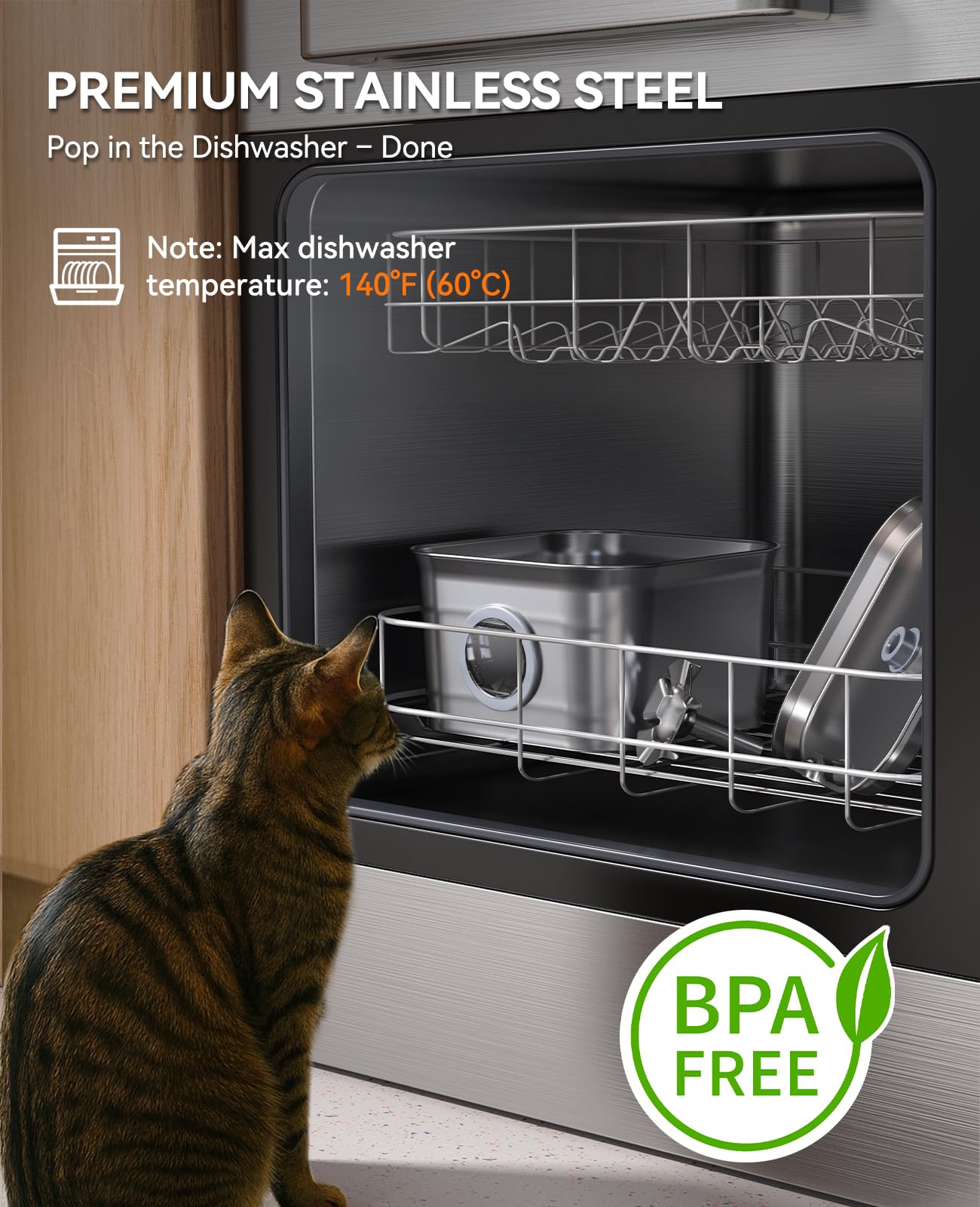 FEELNEEDY Fontana per Gatti 2,8 L, Fontana per Gatti in Acciaio Inossidabile con 3 Filtri, Ultra Silenzioso, Livello dell’Acqua Visibile, Lavabile in Lavastoviglie