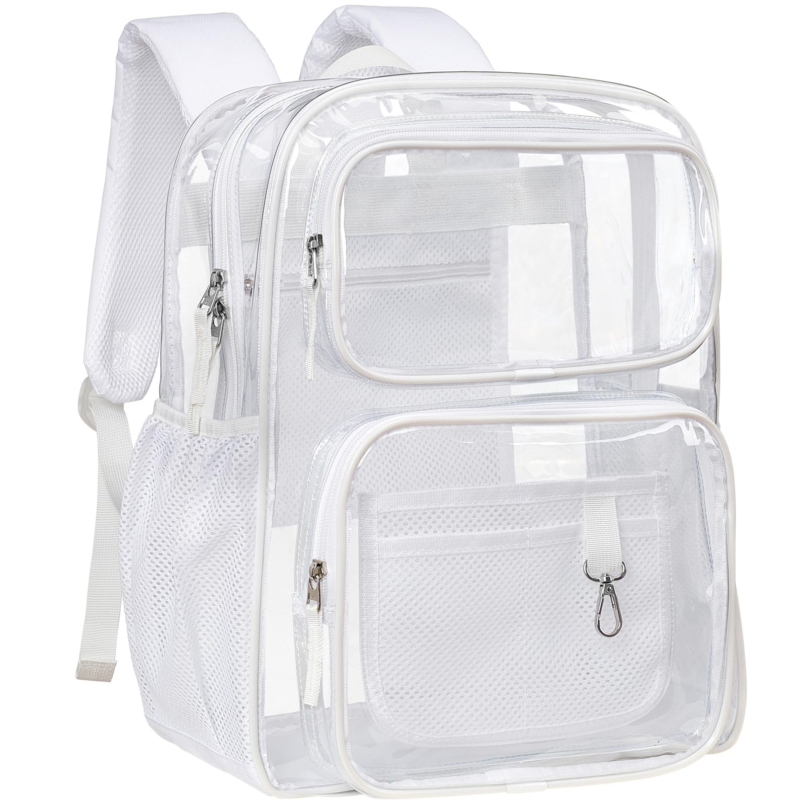 PACKISM Clear Backpack for School - 17 inch Large Heavy Duty Bookbag, Reinforced See Through PVC Transparent Backpack