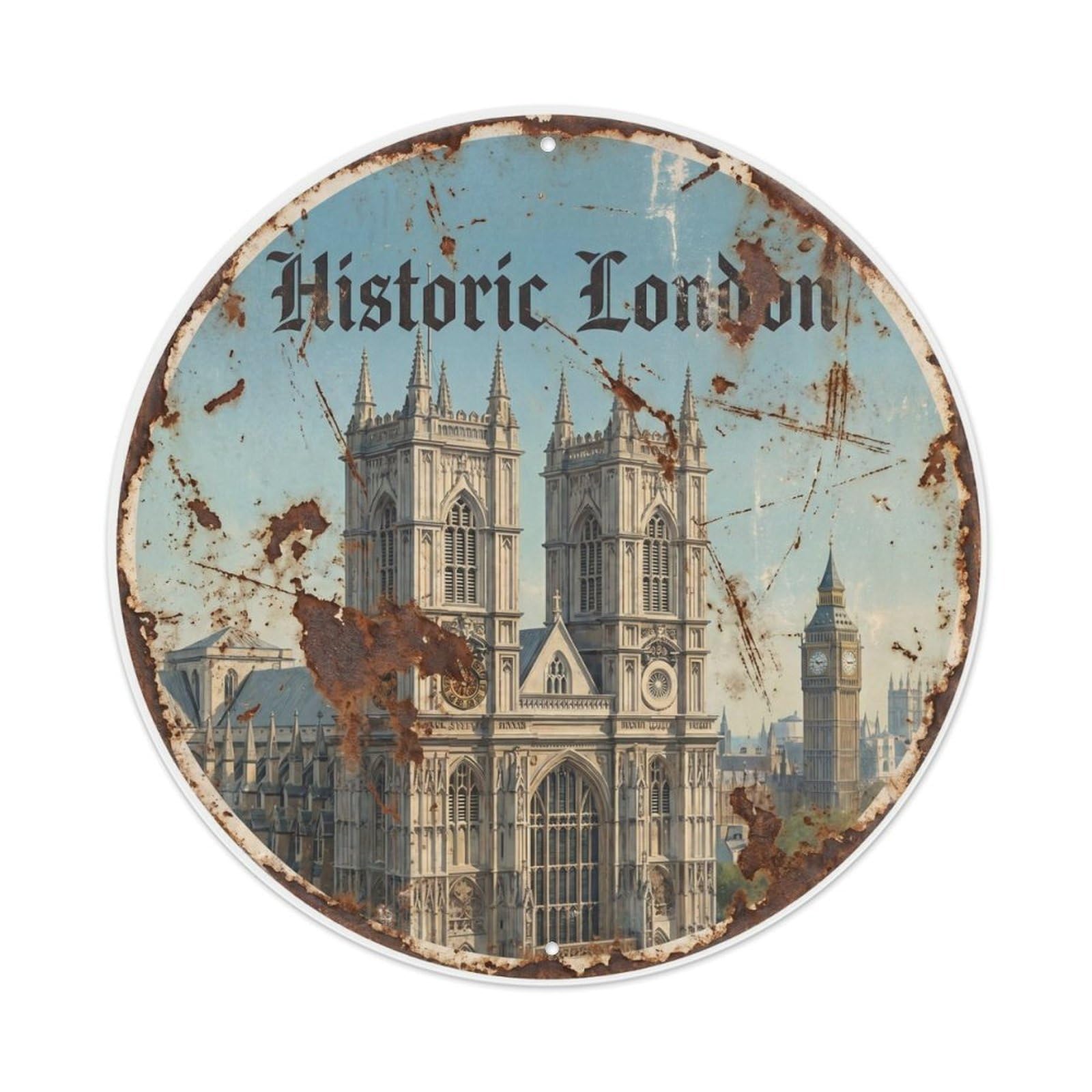 Fqcyn Style Vintage Travel London Westminster Tower Metal Tin Sign