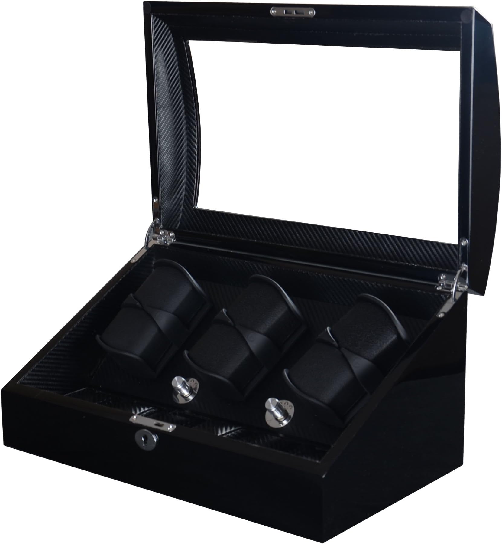 TEEMING Wooden Double Rotors Automatic Watch Winder Storage Boxes for 12 Watches with LED Light