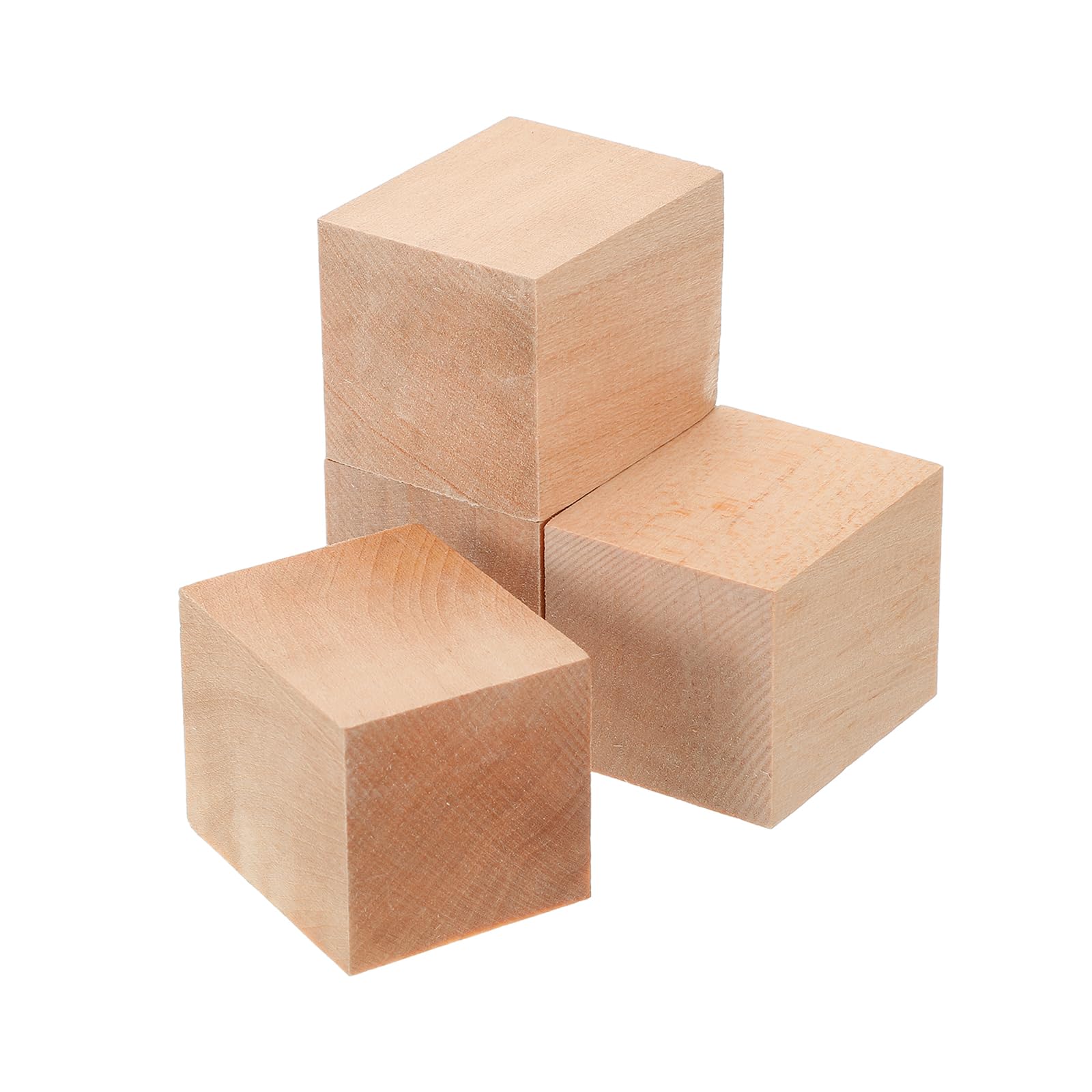 MECCANIXITY 4 bloques de madera de tilo, cuadrados de madera de tilo, 1.6 x 1.6 x 2 pulgadas, piezas de madera para bricolaje, decoración artística, manualidades, tallados a mano