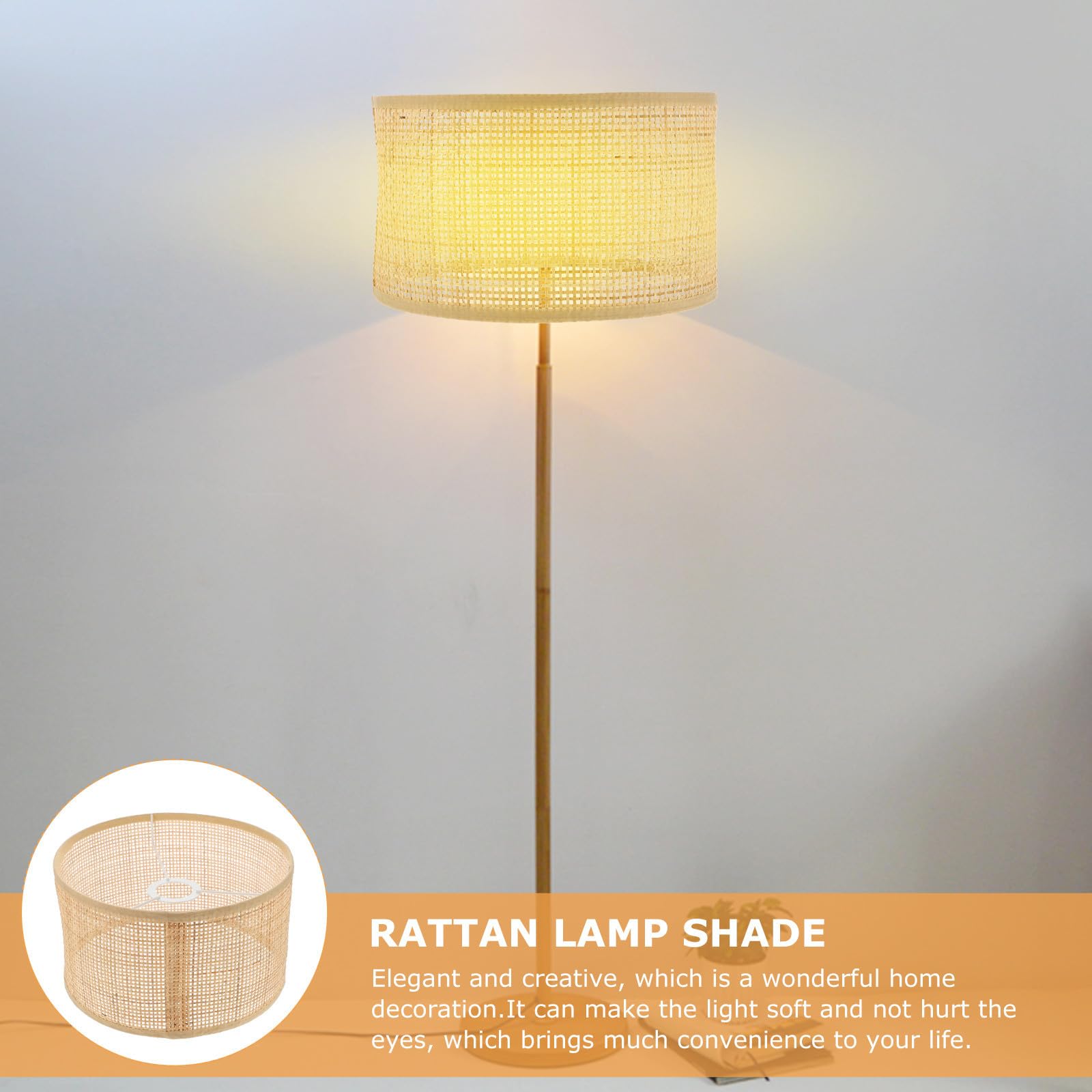 VANZACK Paralume Intrecciato in Rattan a Quadrati per Lampada da Soffitto, Decorazione Rustica Elegante Lavorazione Fine, per Camera da Letto