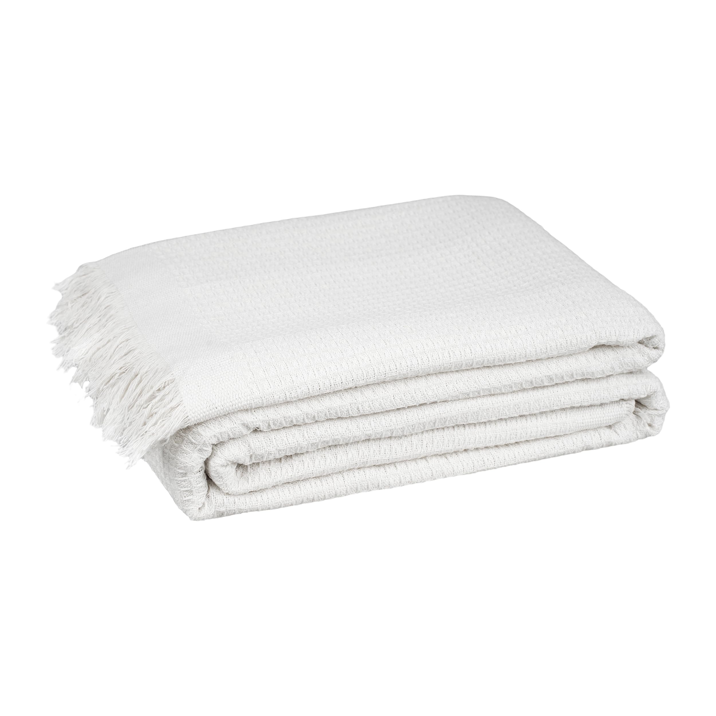 Etrexonline Colcha Multiusos 130x180 cm - Plaid Sofá, Manta Foulard, Cubre Cama y Cubresofá, Jarapa Suave, Decorativa y Práctica, Poliéster Antiarrugas, Todo Año, Color Blanco