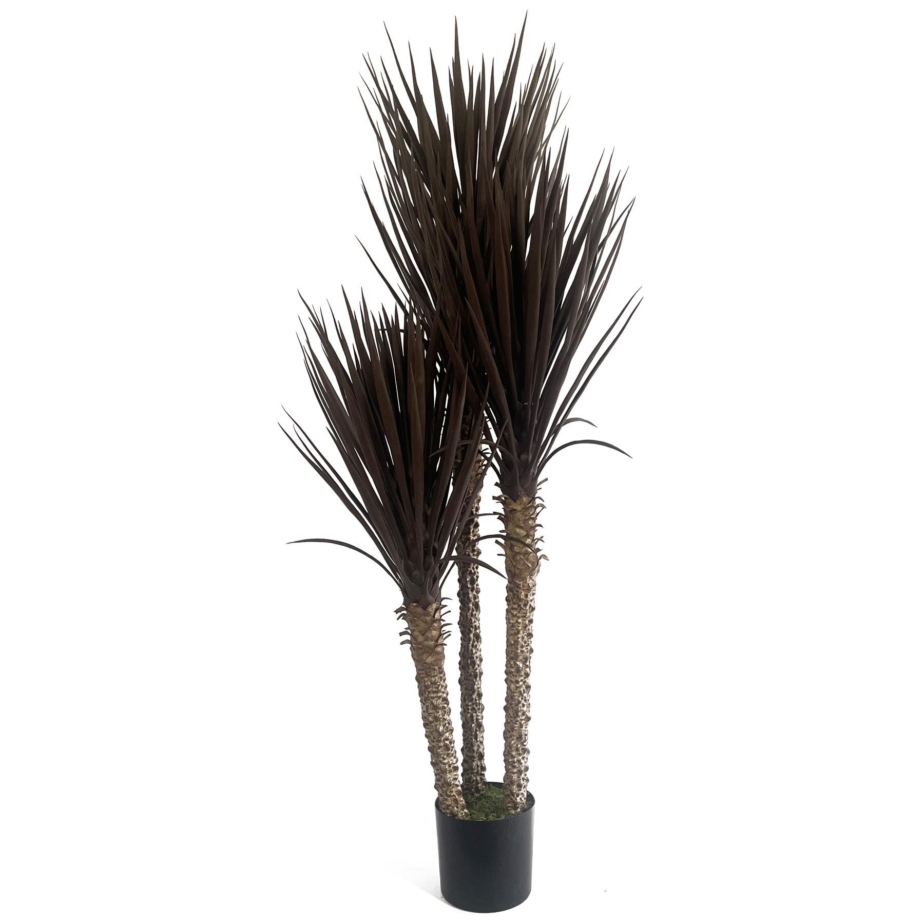 Leaf XL Spiky Triple Yukka Artificial Tree 5ft - Brown/Red - Plastic