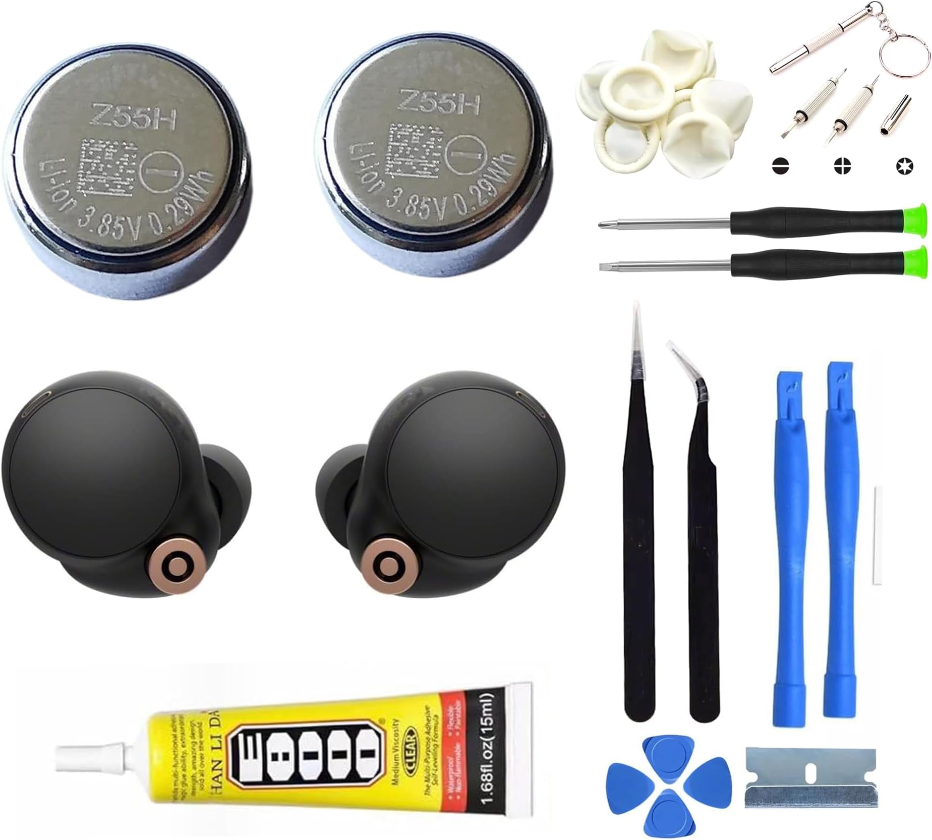 2X Pack Z55H 3.85V 70mAh Battery Replacement for Sony WF1000XM4 WF-1000XM4 Industry Leading Noise Canceling Truly Wireless Earbud Headphones Battery+ Tools