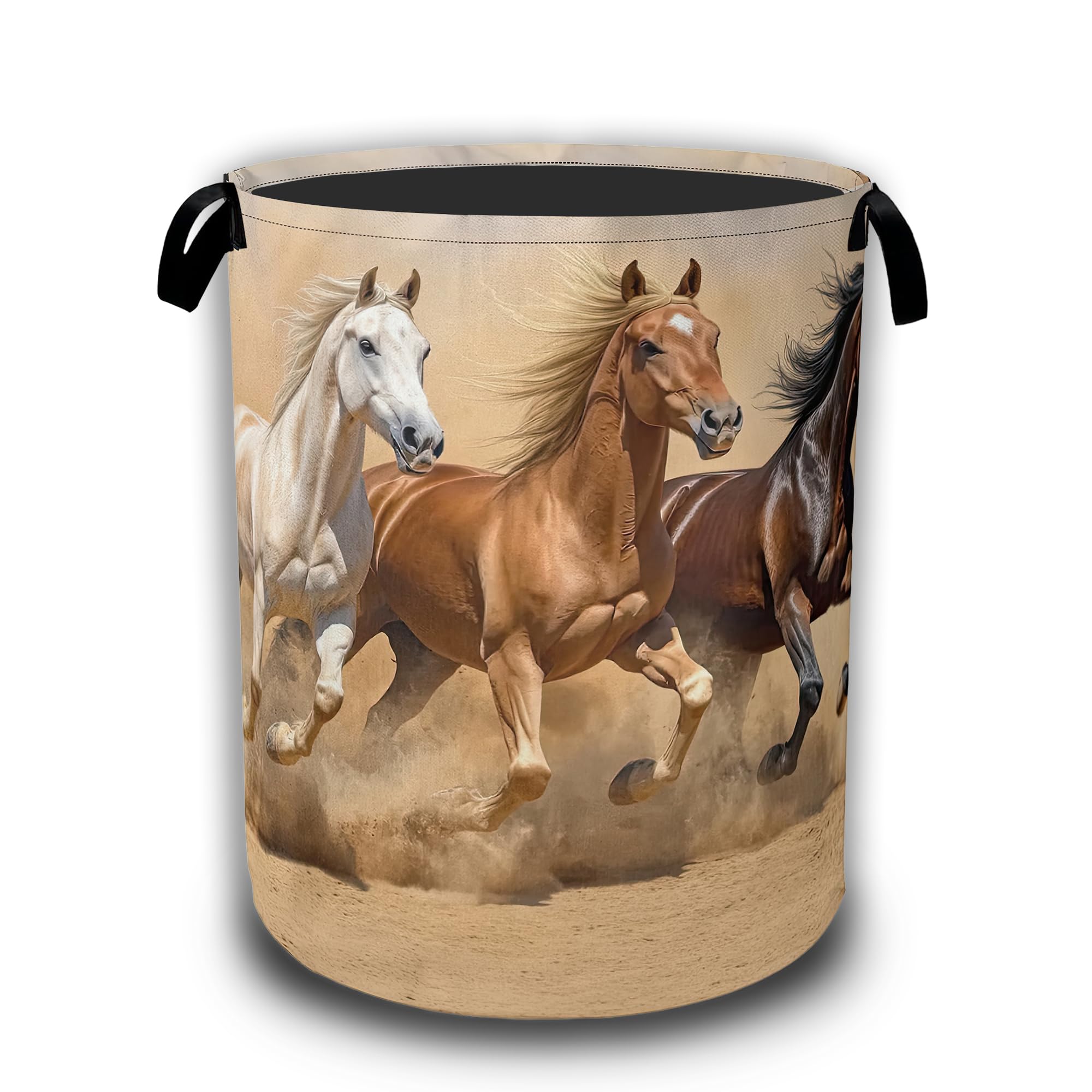 Horses Gallop Laundry Baskets,Laundry Hamper,Storage Basket with Handles for Bathroom Bedroom College Dormitory Living Room Nursery Organizer 16"x20.8"