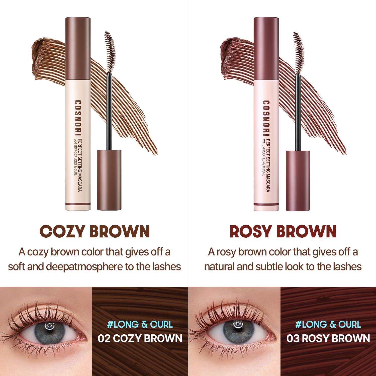 COSNORI Perfect Setting Waterproof Mascara Long & Curl, Lengthening Fiber Mascara Black, Natural Lash Extension, Waterproof - Image 4