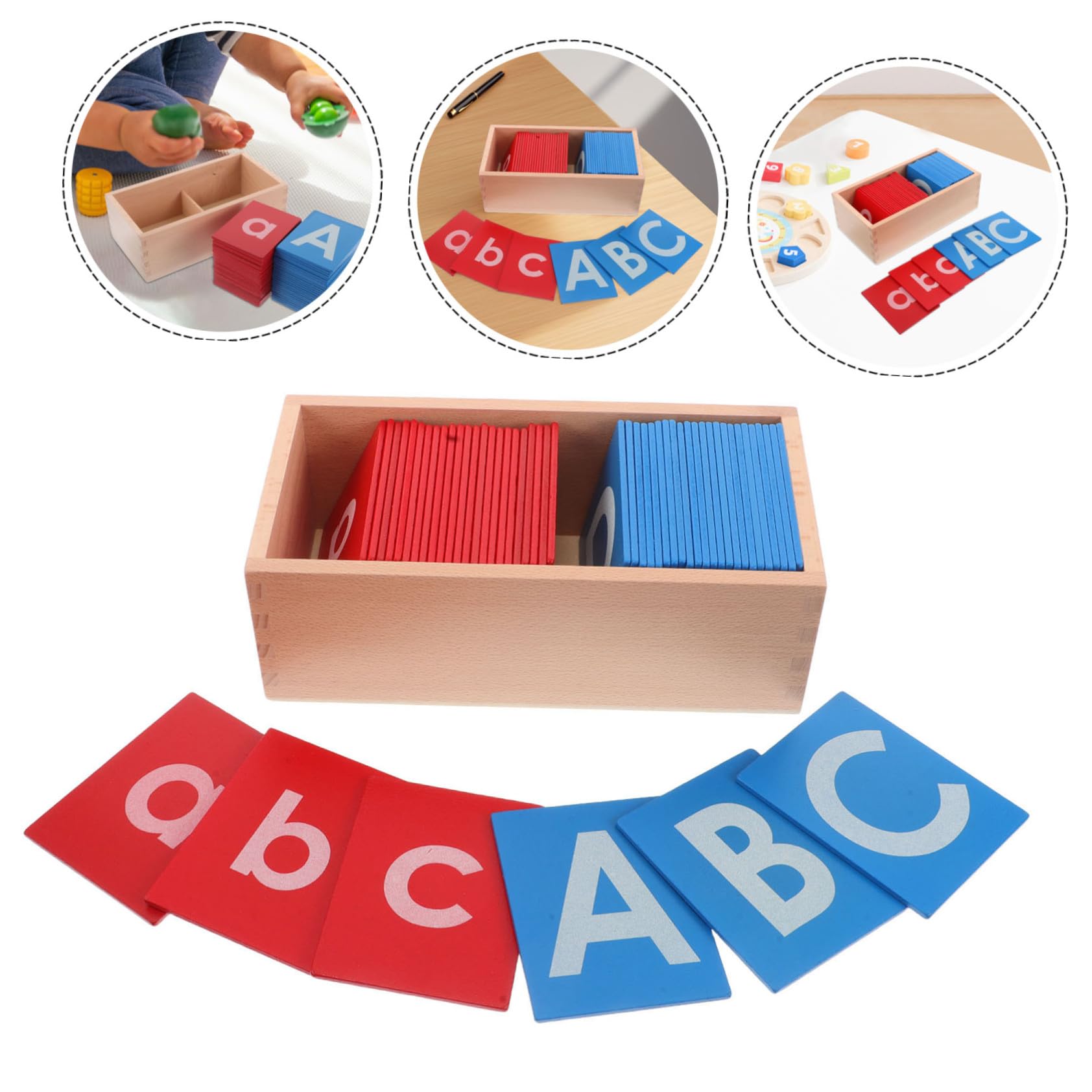Tavola Alfabetica Montessori Lettere Rosse e Blu in Legno