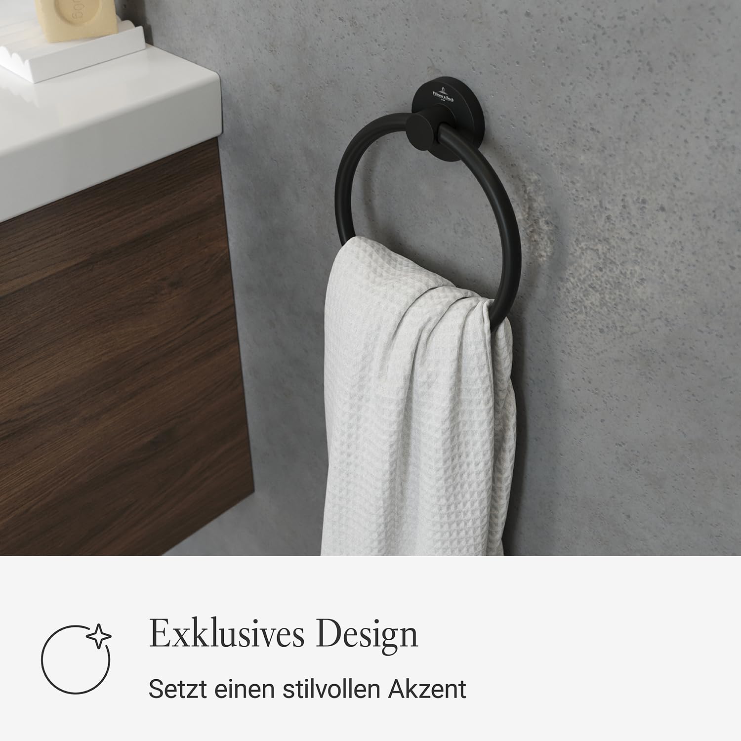 Villeroy & Boch Elements Tender Handtuchhalter, rund – Schwarz Matt