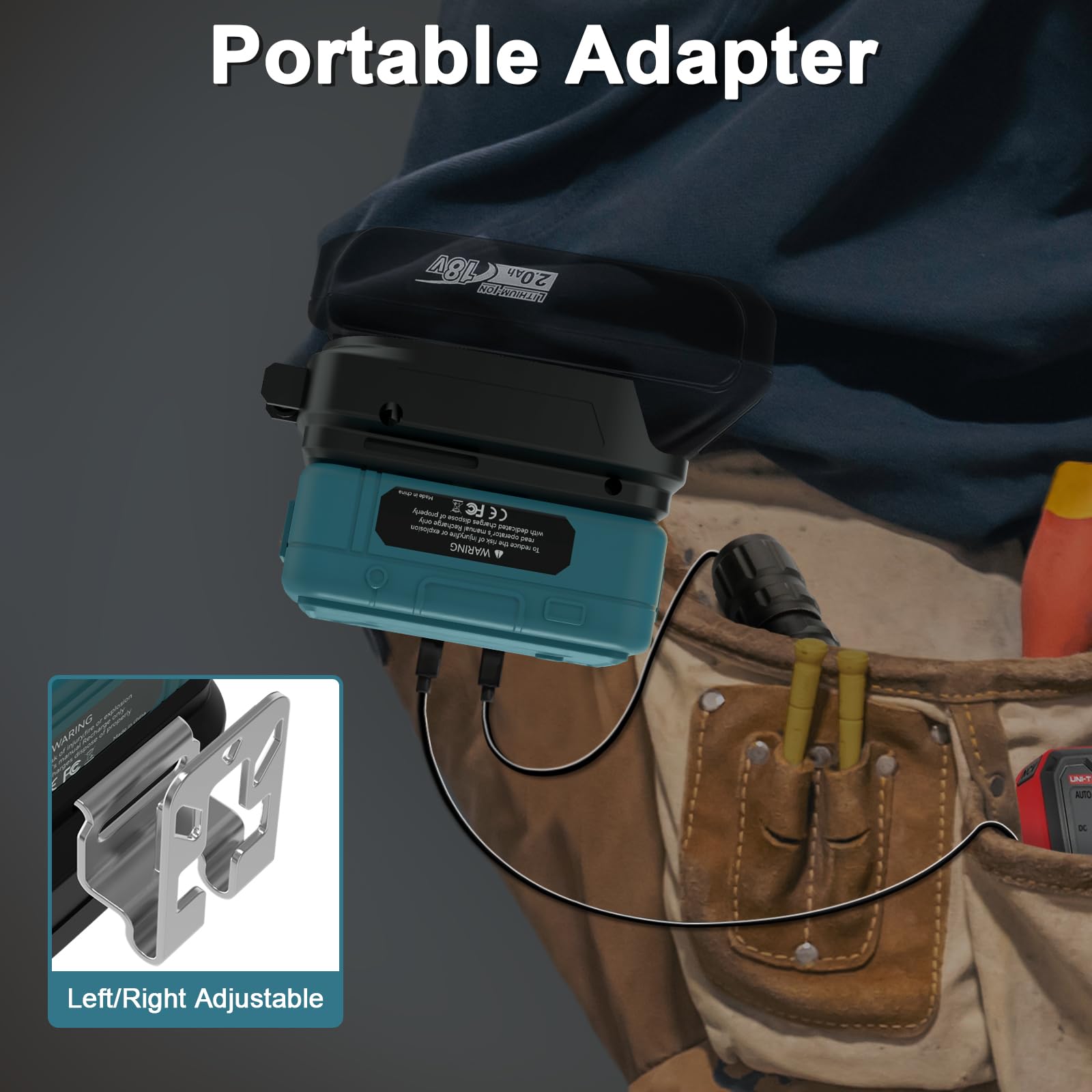 8-w-1 Ładowarka & Adapter USB do akumulatorów M-akita 18V - Przenośna ładowarka z 6x USB-A & 2x TYPE-C portami szybkiego ładowania - Powerbank do tabletów i elektroniki (tylko adapter)