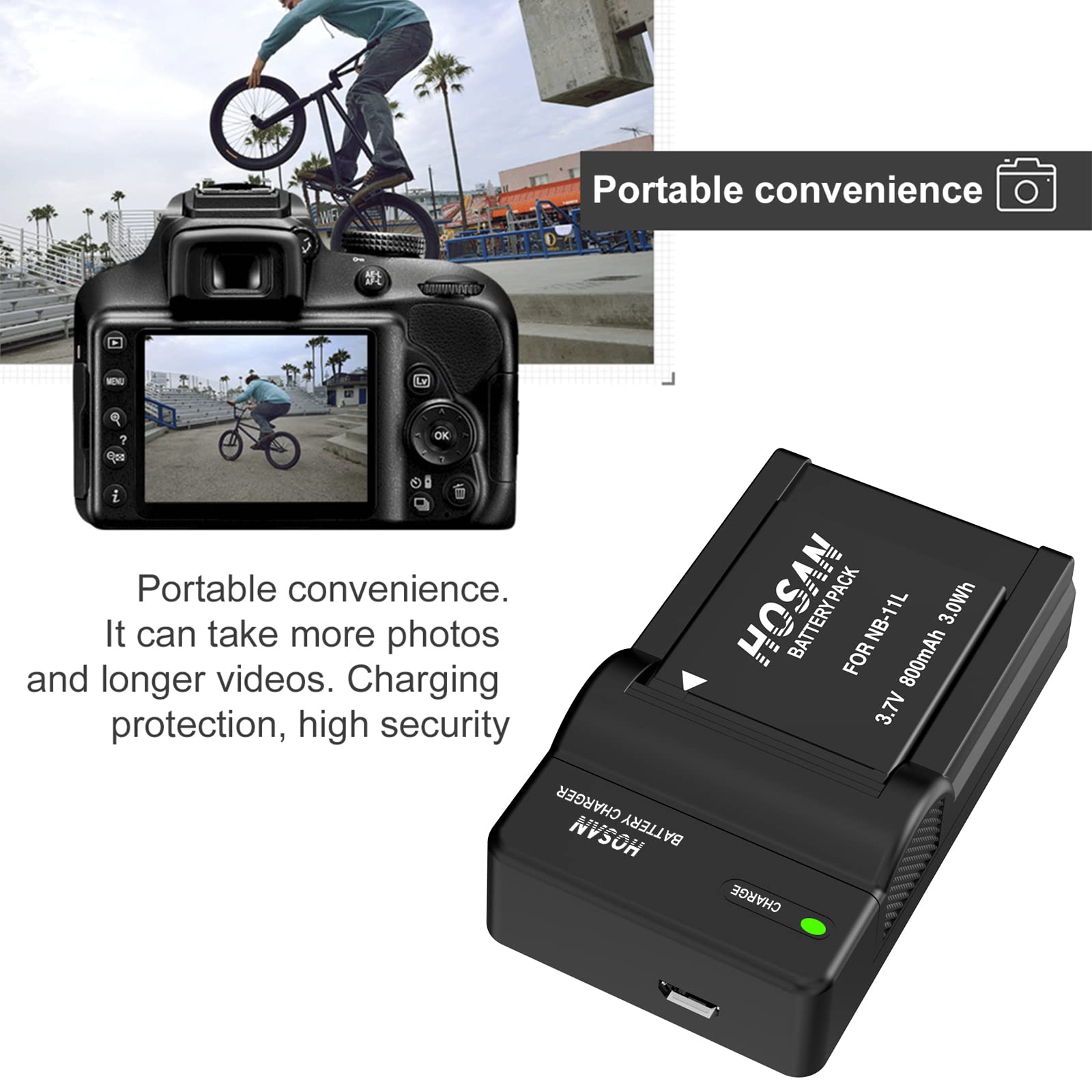 HOSAN NB-11L NB-11LH Batería para de 2 Batería Recargable Compatible con Canon NB 11L NB 11LH Canon PowerShot Elph 110 Elph 130 Elph 135 Elph 140 Elph 150 Elph 160 Elph 170 Elph 180 Elph 190