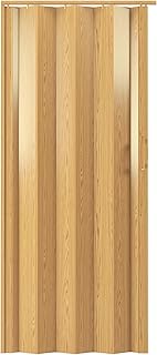 Studio Series 48" W x 80" H PVC Foldable Accordion Door, Trimmable, Flexible Single Layer Panels, Golden Oak