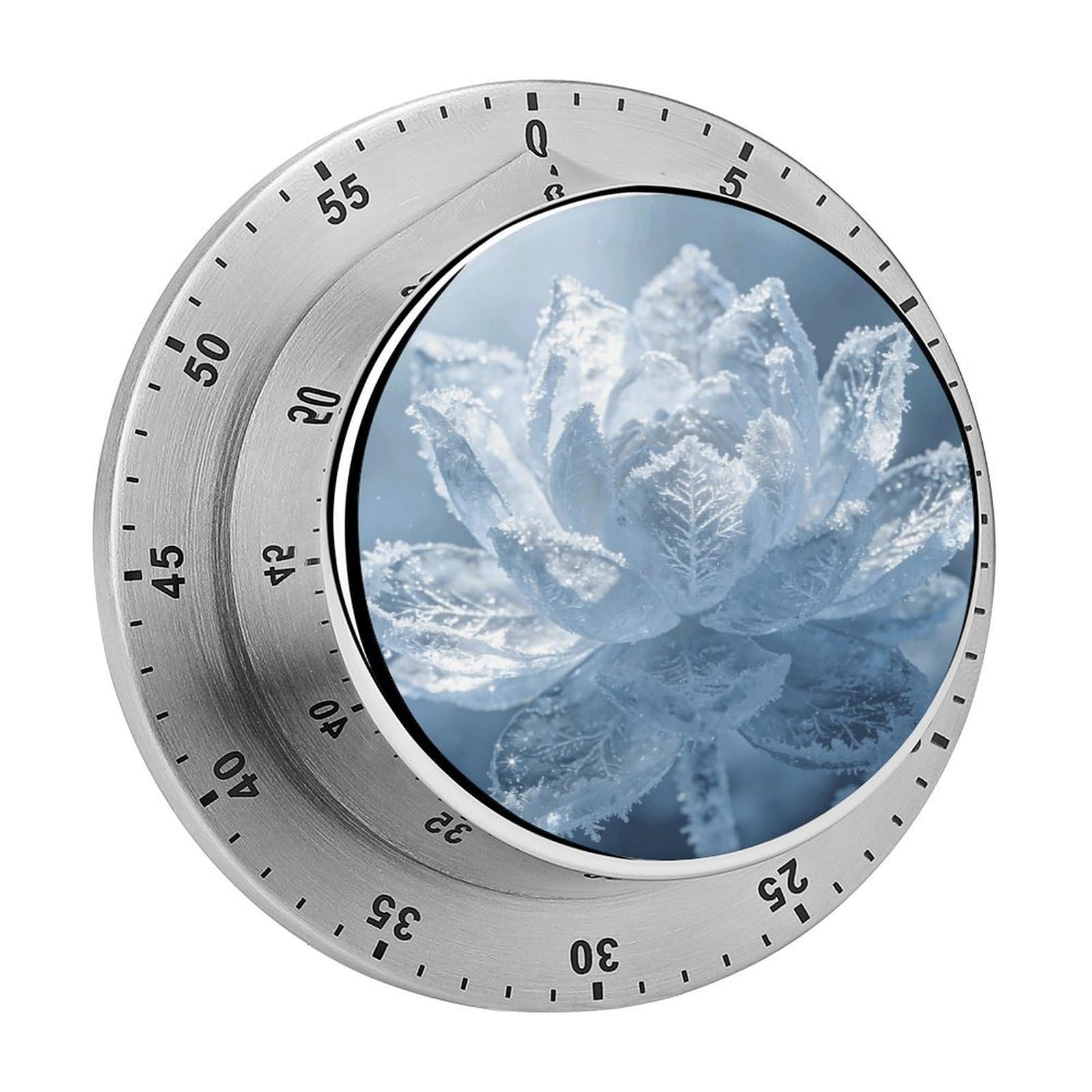 Ice Lotus Timer Exquisite Stainless Steel Body Desk Visual Timer with Loud Alarm 60-Minute Mechanical Countdown Timers Magnetic Backing Cooking Kitchen Timers for Work