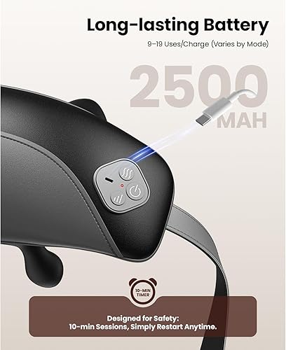 Miniatura 8 de BOB AND BRAD iNeck Pro Masajeador inalámbrico de cuello y hombros con calor, tejido profundo 4D Shiatsu masajeador de espalda para aliviar el dolor