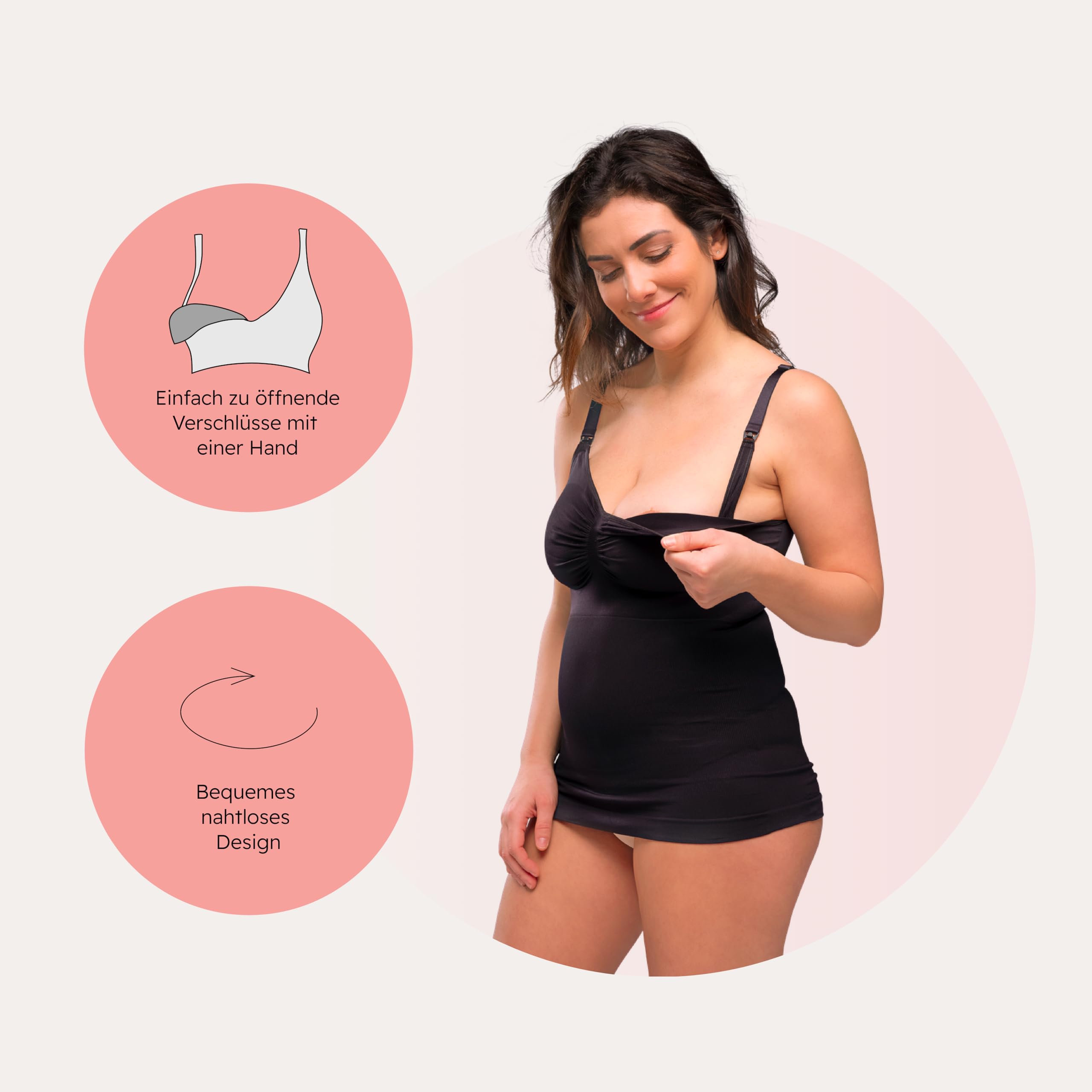 Carriwell Nahtloses Shapewear Stilltop, Einfache Einhand-Klips, formendes Design, weiches Gewebe, dehnbare Körbchen bis x2 Größe, Komfortable & stilvolle Unterstützung für Stillzeit & nach Geburt S-XL