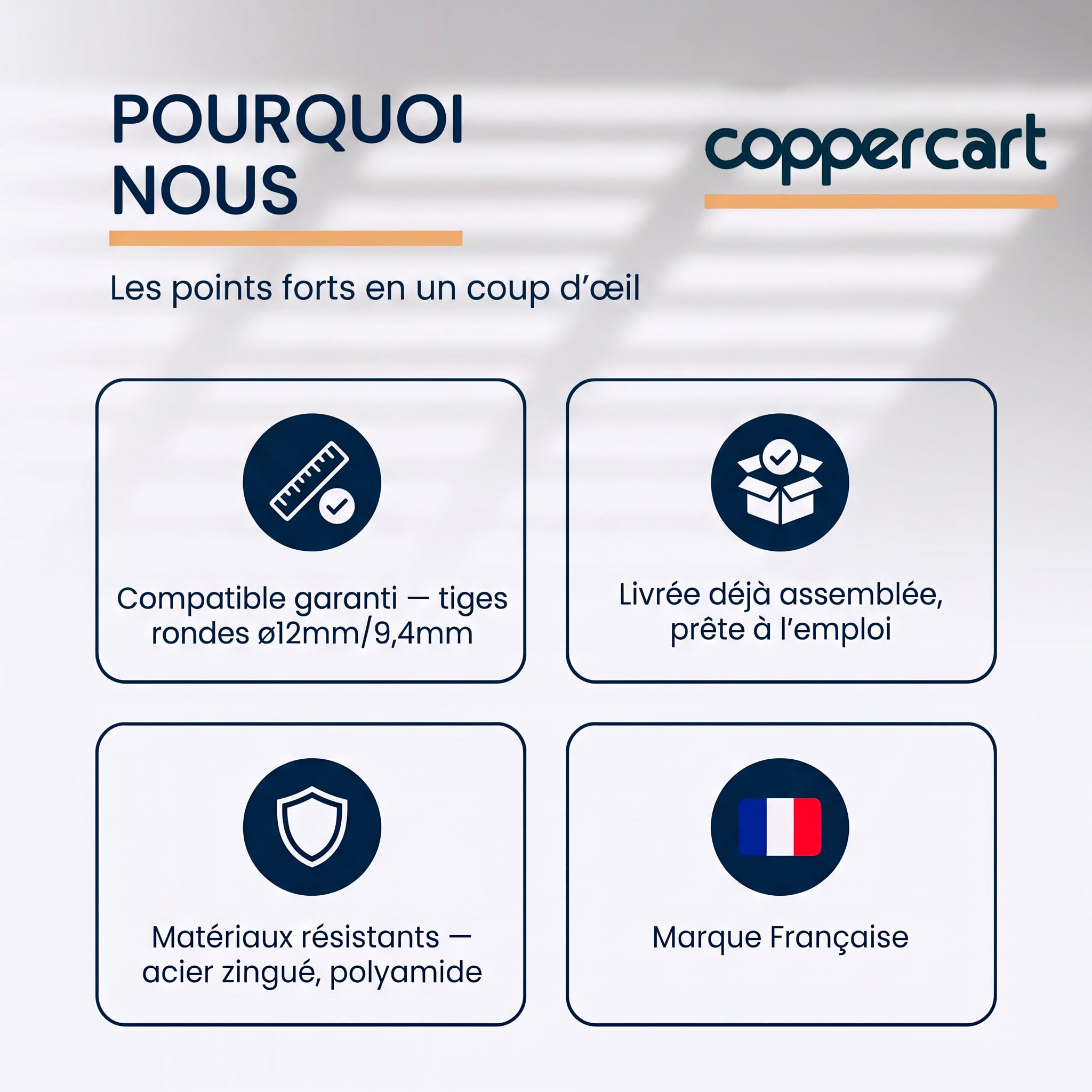 Lot de 2 - Manivelle Complète pour Volet Roulant 1300 mm - Tige Barre E618D - Acier Laqué Blanc diamètre 12mm - Poignée Ergonomique et Clip Mural - Qualité Française