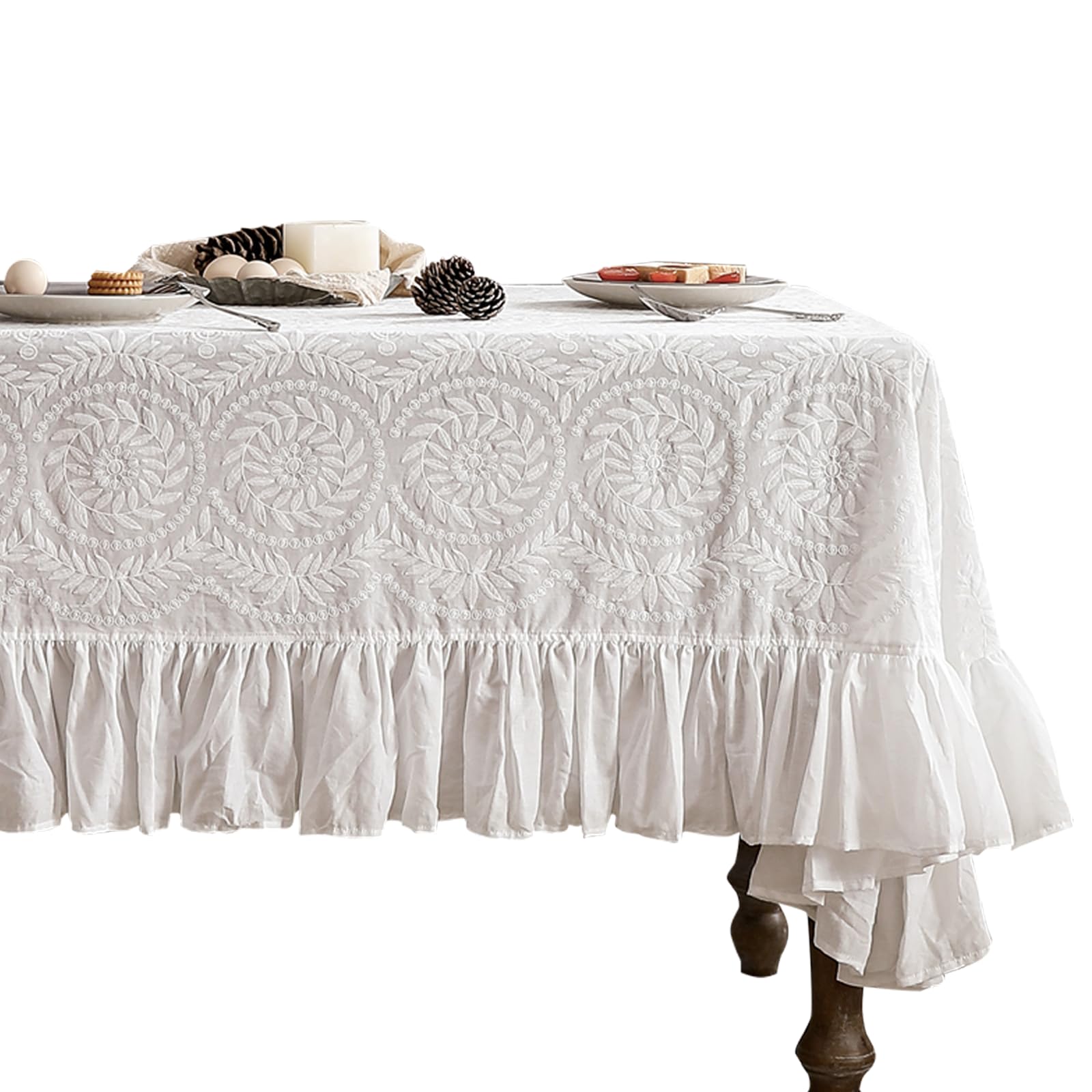 Amazon.com: patdrea Vintage Ruffle Tablecloth for Rectangle