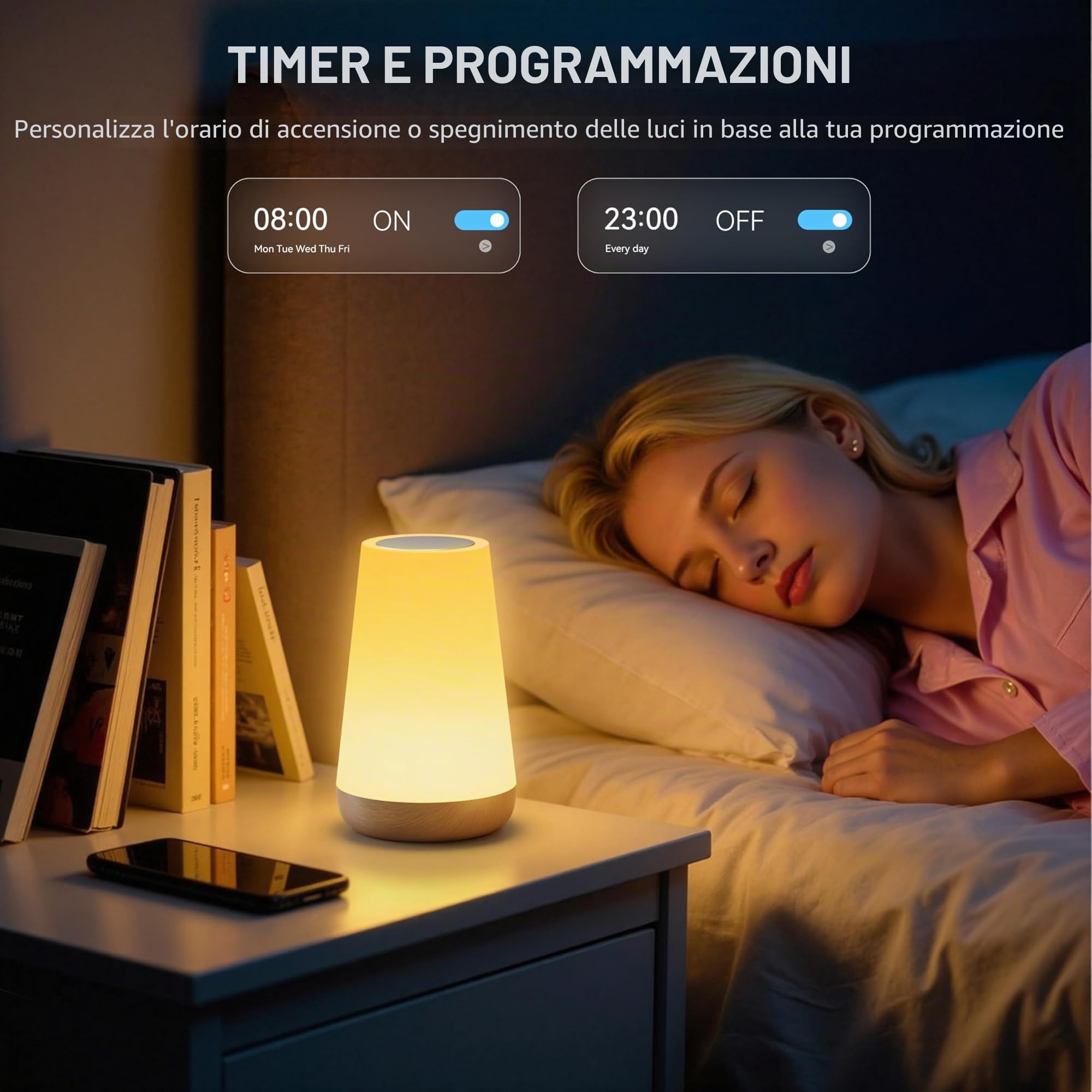 Auxmir Lampada da Comodino Smart, Lampada da Tavolo Compatibile con Apple Homekit, Alexa e Google Home, Luce Notturna Wifi Vocale e Touch, LED Dimmerabile 256 Colori RGB, Lampada Comodino Intelligente
