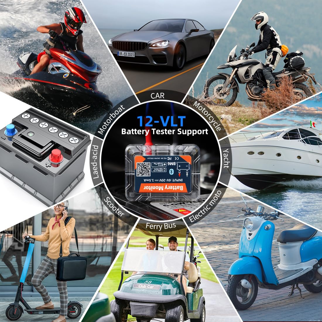 DollaTek Bluetooth 4.0 12V Wireless Battery Monitor Tester Car RV Motorcycle Boat