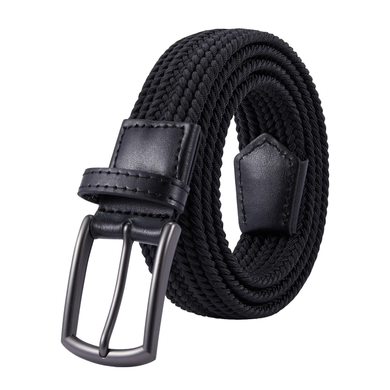 Elastischer Gürtel Herren Unisex elastischer Canvas-Gürtel, Zinklegierungsschnalle, kein Loch, gewebter Taillengürtel, sportlich, lässig, elegant, einfacher Stil