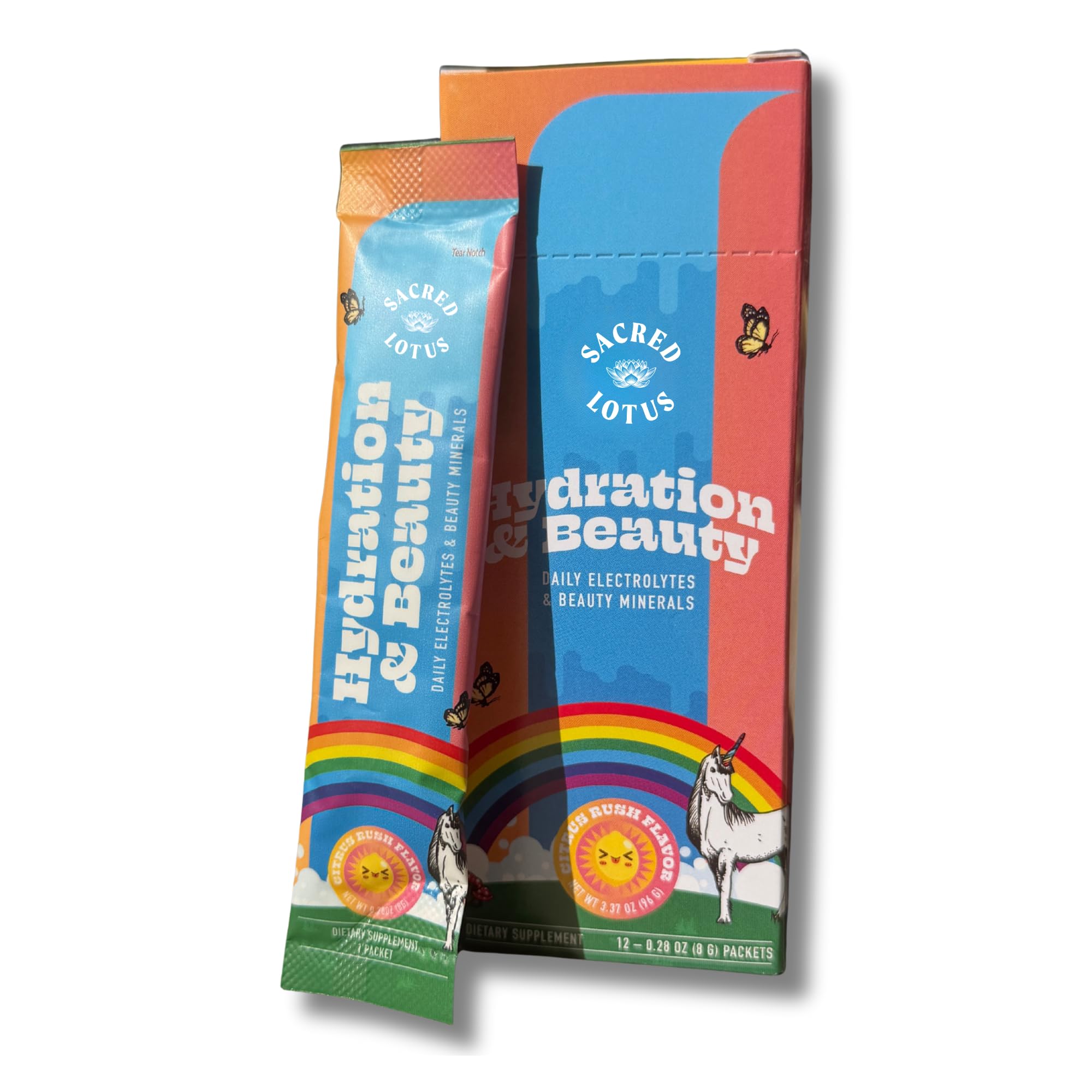 Sacred Lotus Sugar Free Electrolytes Powder Packets - 12 Count - Electrolytes Drink Mix - Electrolyte Powder Packets for Rapid Hydration - Non-GMO, Citrus Rush