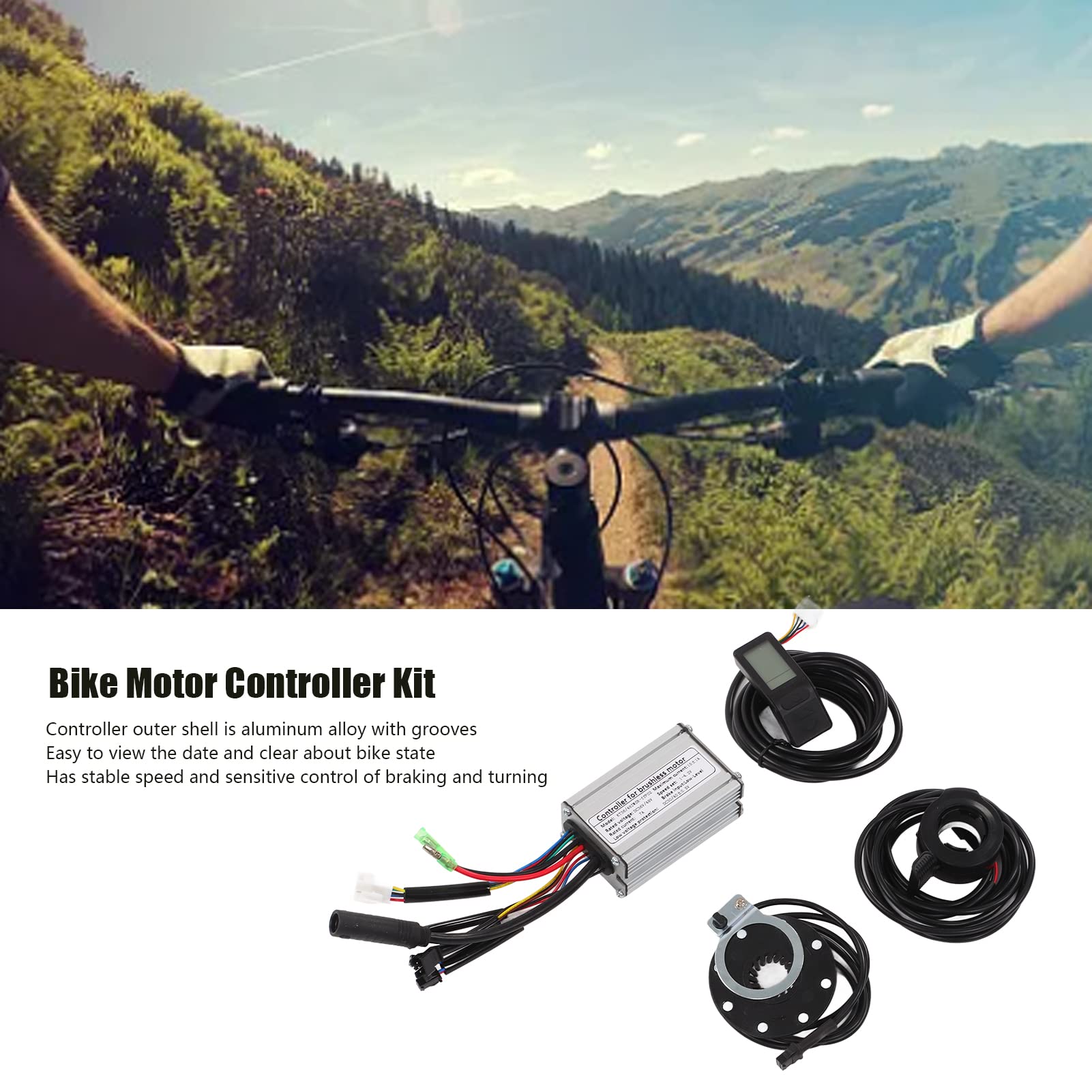 BuyWeek Kit Controller Motore Brushless Bici Elettrica, 36V 48V 250W 15A Onda Quadra Bici Elettrica con Pannello LCD4