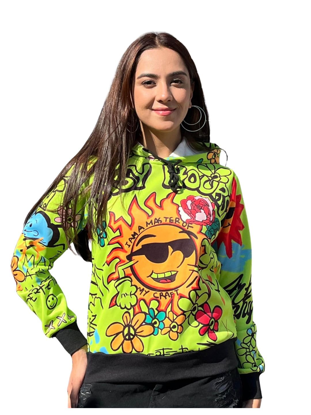 tandul Women's Printed Light Green Sweatshirt- Fleece Style Full Sleeve for Office, Casual, Festive & Party (12027)-picture-10