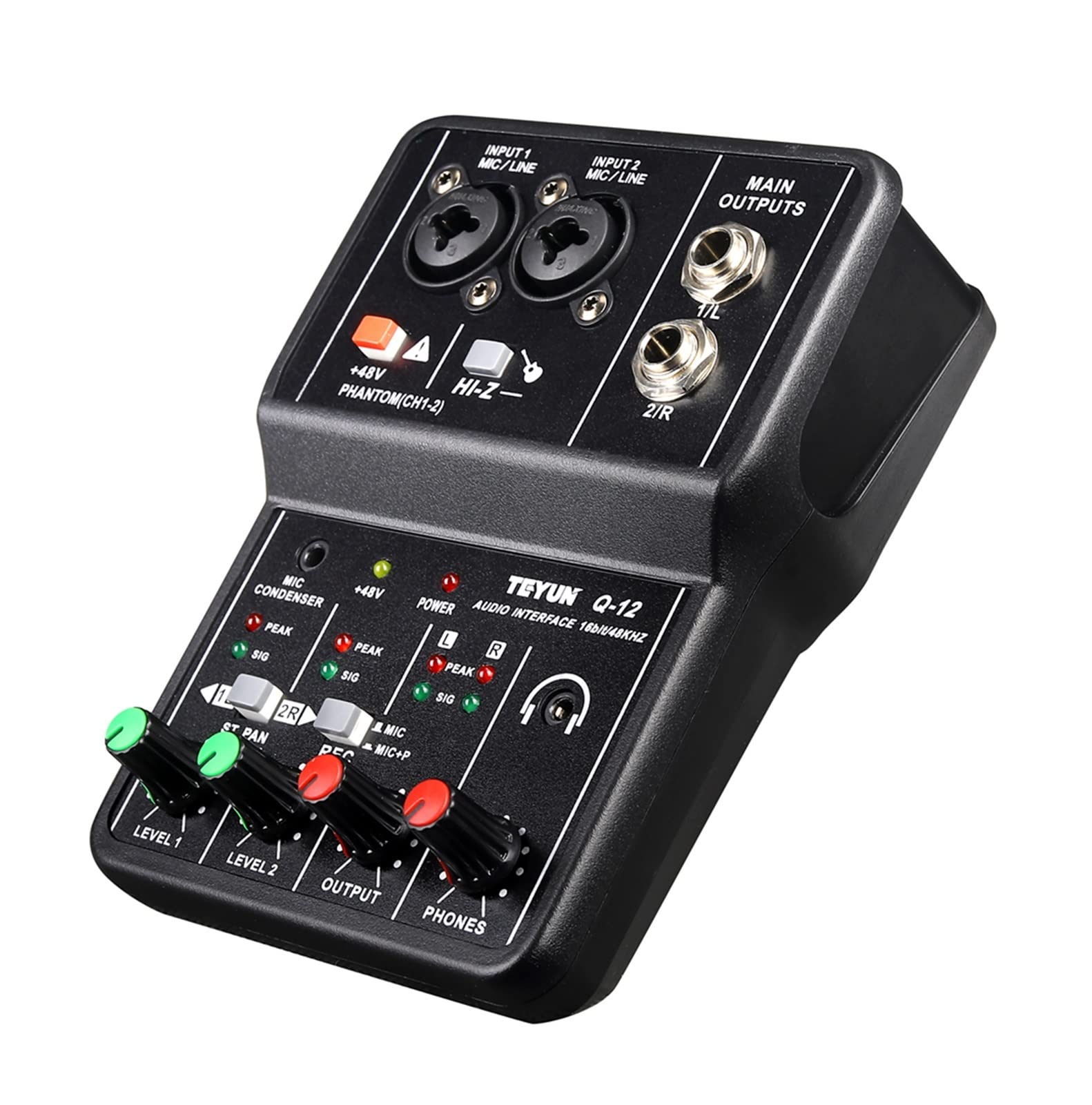 Attrezzatura per DJ per Feste Scheda Audio Audio Q-12 con Console di miscelazione Monitor for Il Computer di Canto di Registrazione in Studio PC 48V Potenza Fantasma