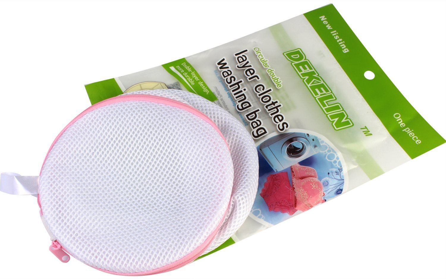 Senecio� Presents DEKELIN Circular Double Layer Clothes Washing Bag, 14 cm (White)