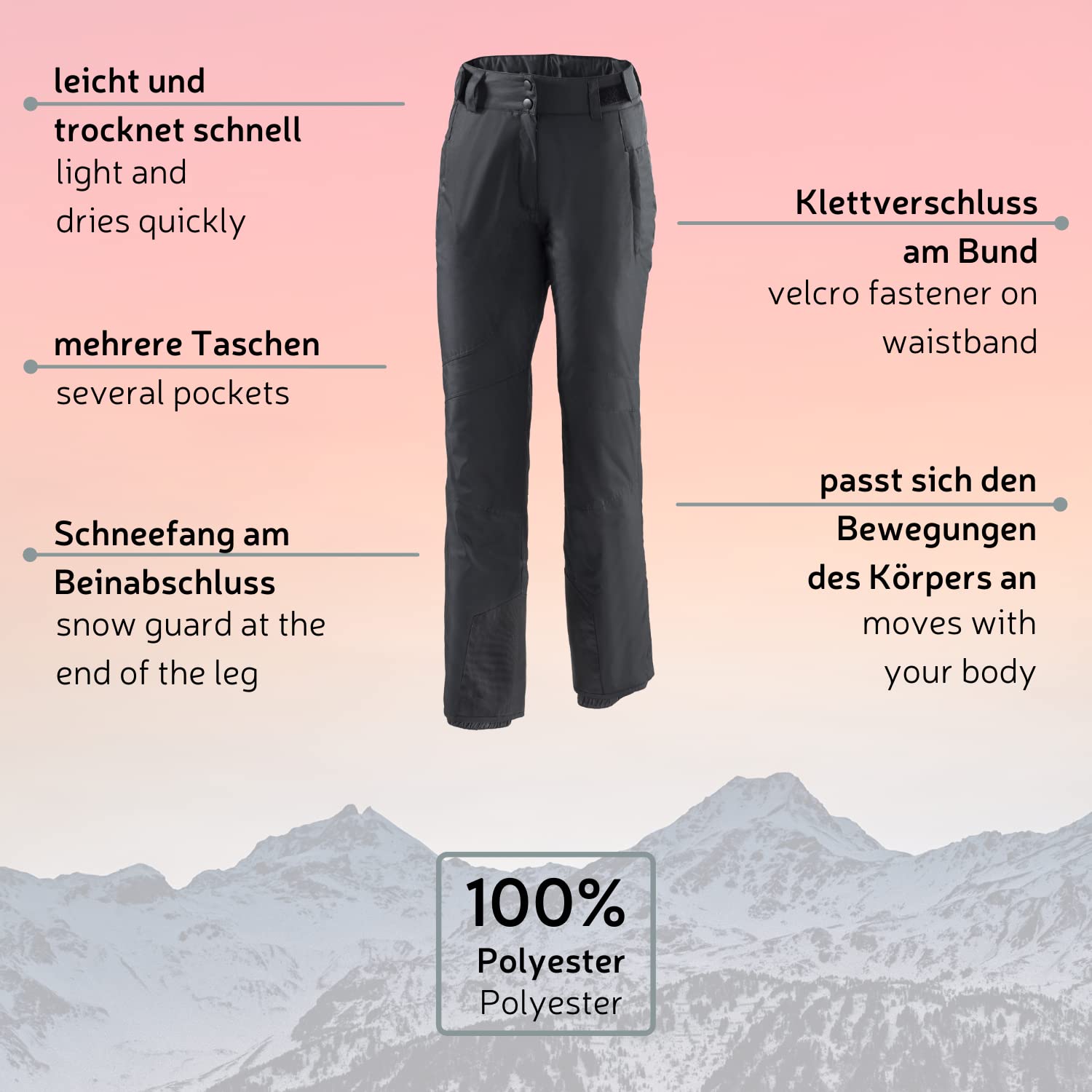 BLACK CREVICE Damen Skihose I Damen-Skihose in verschiedenen Farben & Größen I wärmeisolierende Damen-Wanderhose I atmungsaktive Damen-Snowboardhose I wind- & wasserdichte Damen-Schneehose