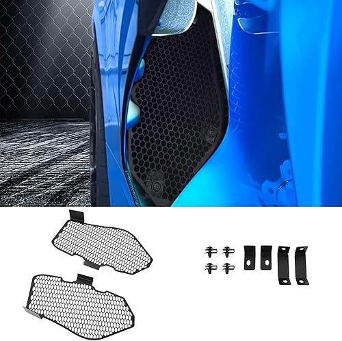Miniatura 9 de Juego de 2 rejillas de malla de admisión lateral negra, accesorios de malla para conductor y lado derecho del pasajero, accesorios de malla para