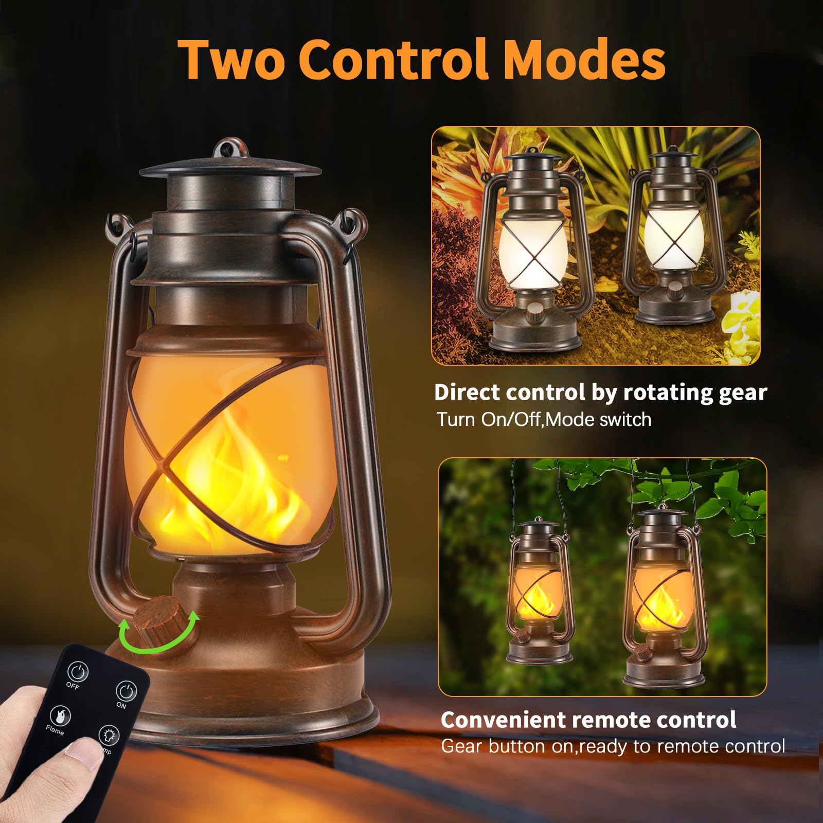 Battery-Powered 2 Modes Lighting LED Vintage Lanterns Decorative