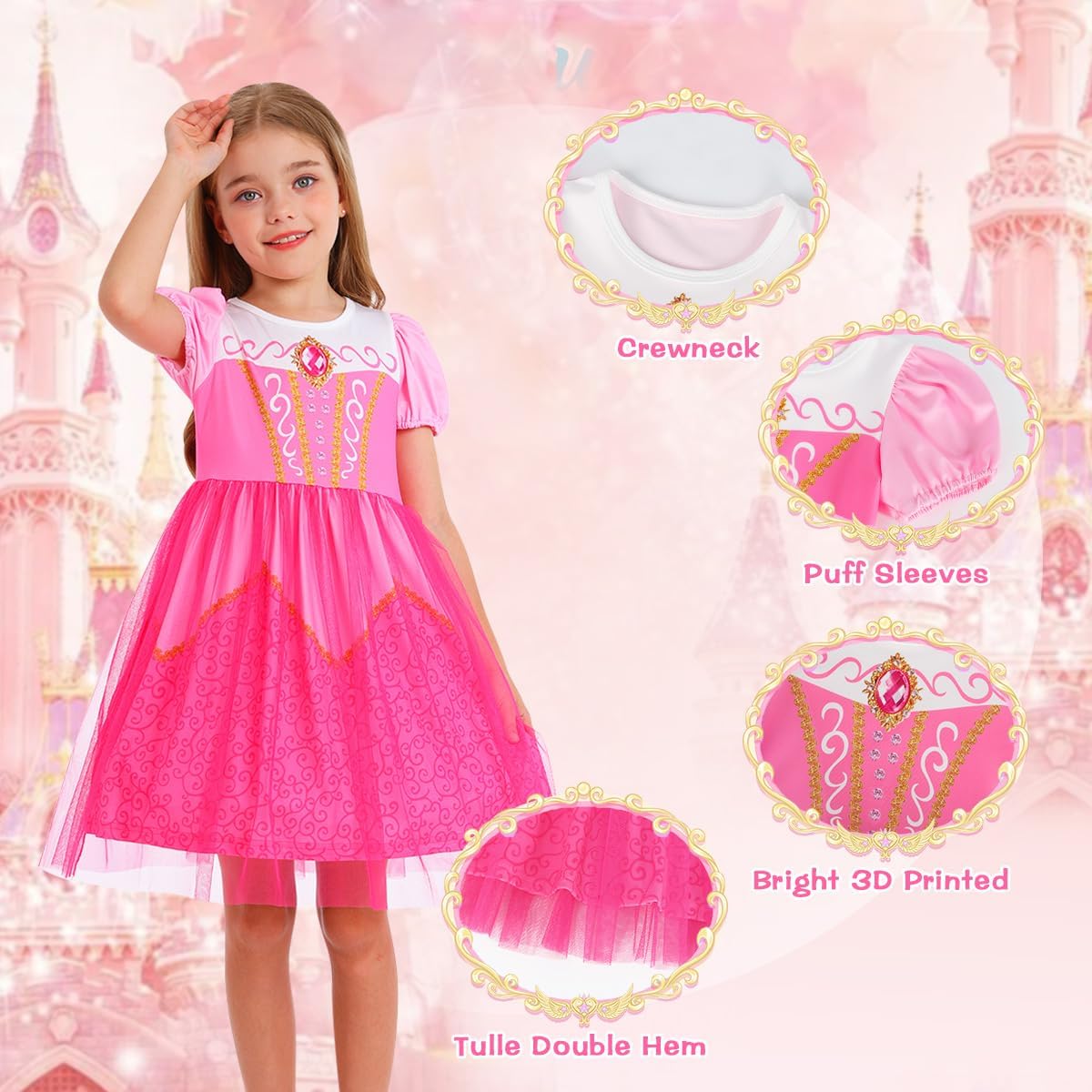 Benylion Princess Dress for Girls Halloween Cosplay Outfits Princess Costume Birthday Gift Fancy Party Dress - Image 4