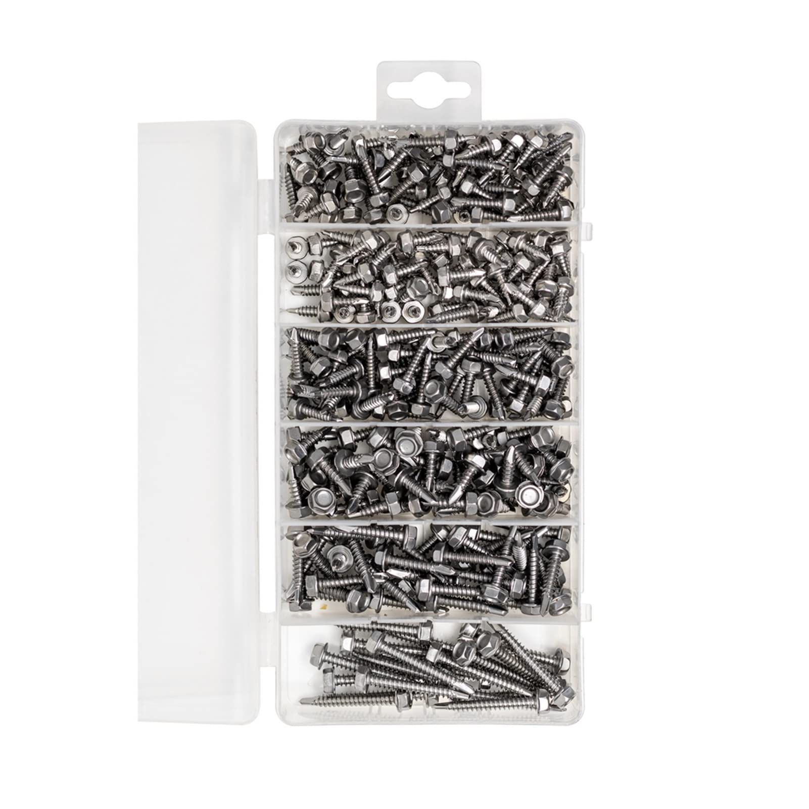 Youngran 285 Piezas Hex Lavadora Cabeza autoperforante Tornillos 410 Acero Inoxidable # 6# 8# 10 Bolt Surtido de Kit Leisurely