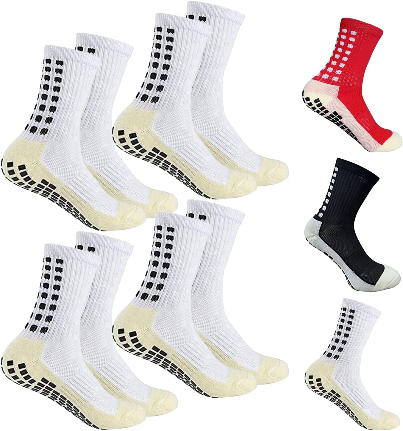 YUFREE SUNSoccer Grip Socks Men Youth Athletic Anti Slip Socks For Football Basketball Hockey Rugby 4 Pair