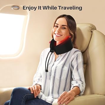 جهاز Comfytemp المحمول اللاسلكي للعلاج بالضوء الأحمر للرقبة، غطاء رقبة قابل للارتداء للعلاج بالضوء القريب من الأشعة تحت الحمراء، غطاء مرن قابل لإعادة الشحن للاستخدام المنزلي أثناء السفر