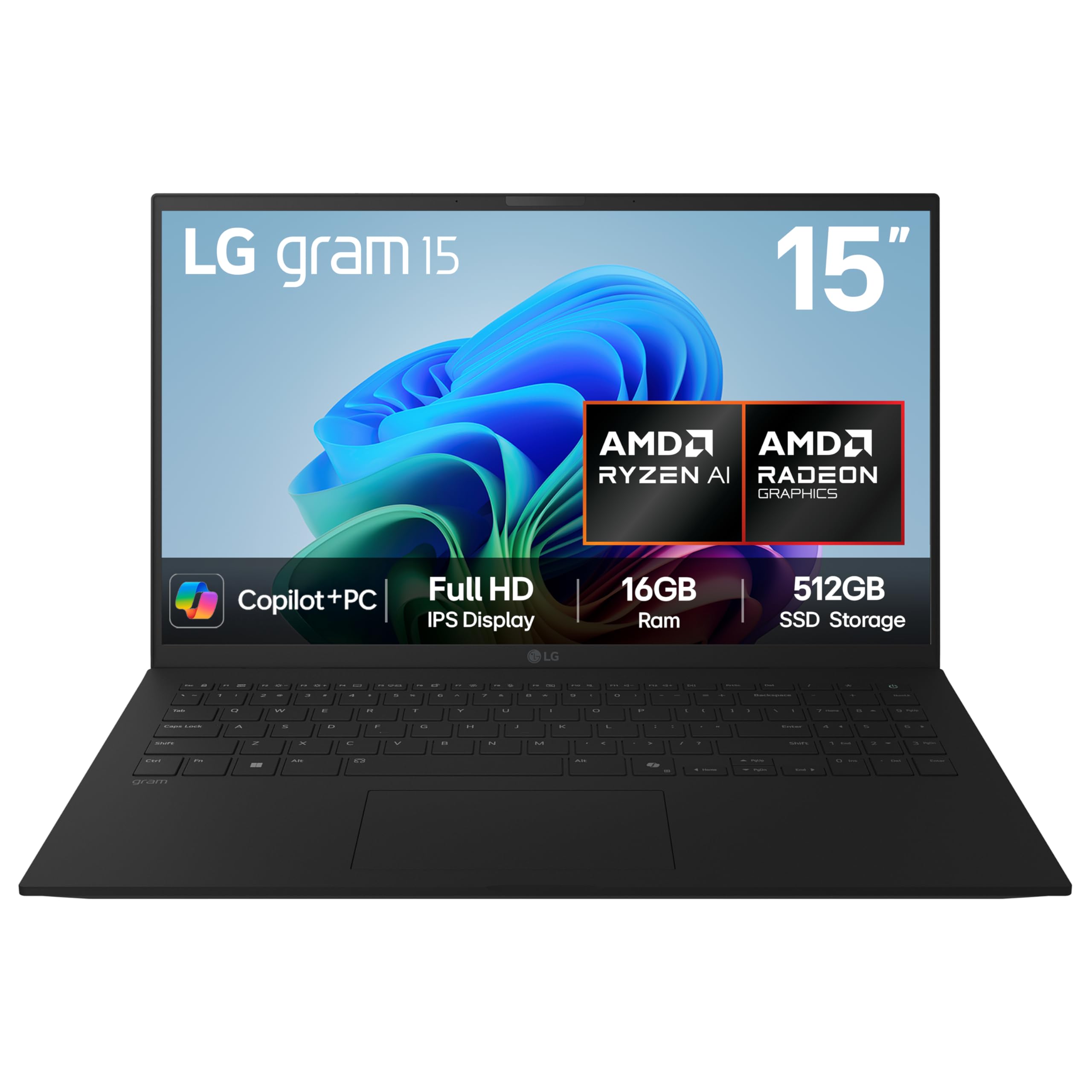 LG LG gram 15Z80T (Excl.)- 15.6 inch FHD IPS Ultra-Lightweight Laptop, AMD Ryzen AI 7 350, AMD Radeon 860M GPU - 50 TOPS NPU, 16GB