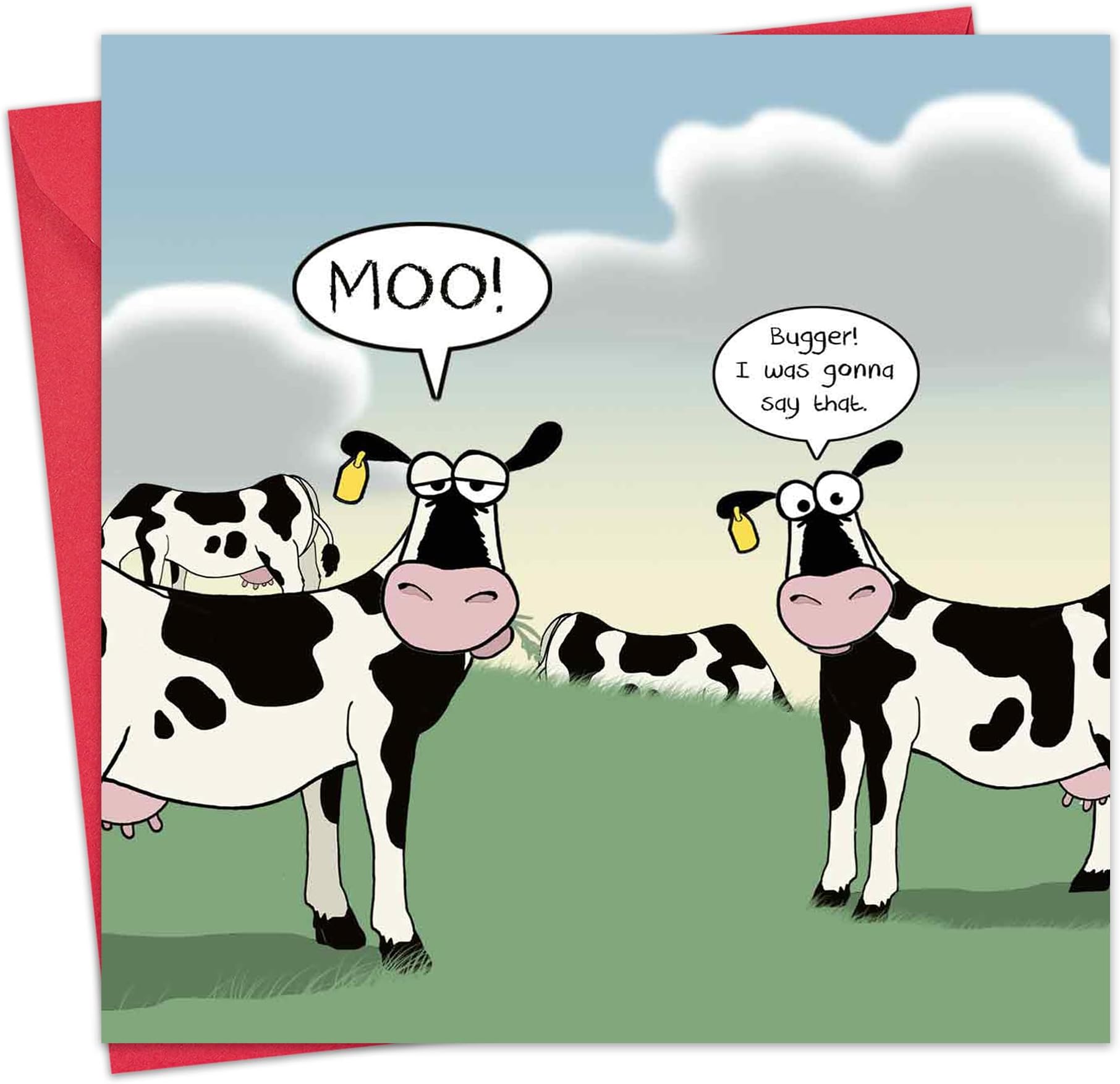 Twizler Funny Card with Jealous Cow โ Blank Card โHappy Birthday Card โ Humour Card โ Fathers Day Card โ Mothers Day Card - Teenager Card - Anniversary Card โ Congratulations Card โ Get Well Soon Card