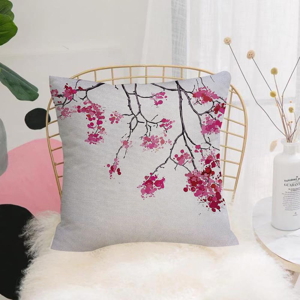 HYOSXW Cushion Cover,Throw Pillow Case Home Decorative for Living Room Bedroom Sofa Chair 16X16 Inch,Decorative pattern of plum branches and flower shadows in watercolor splash sty,Pillowcase 40X40cm