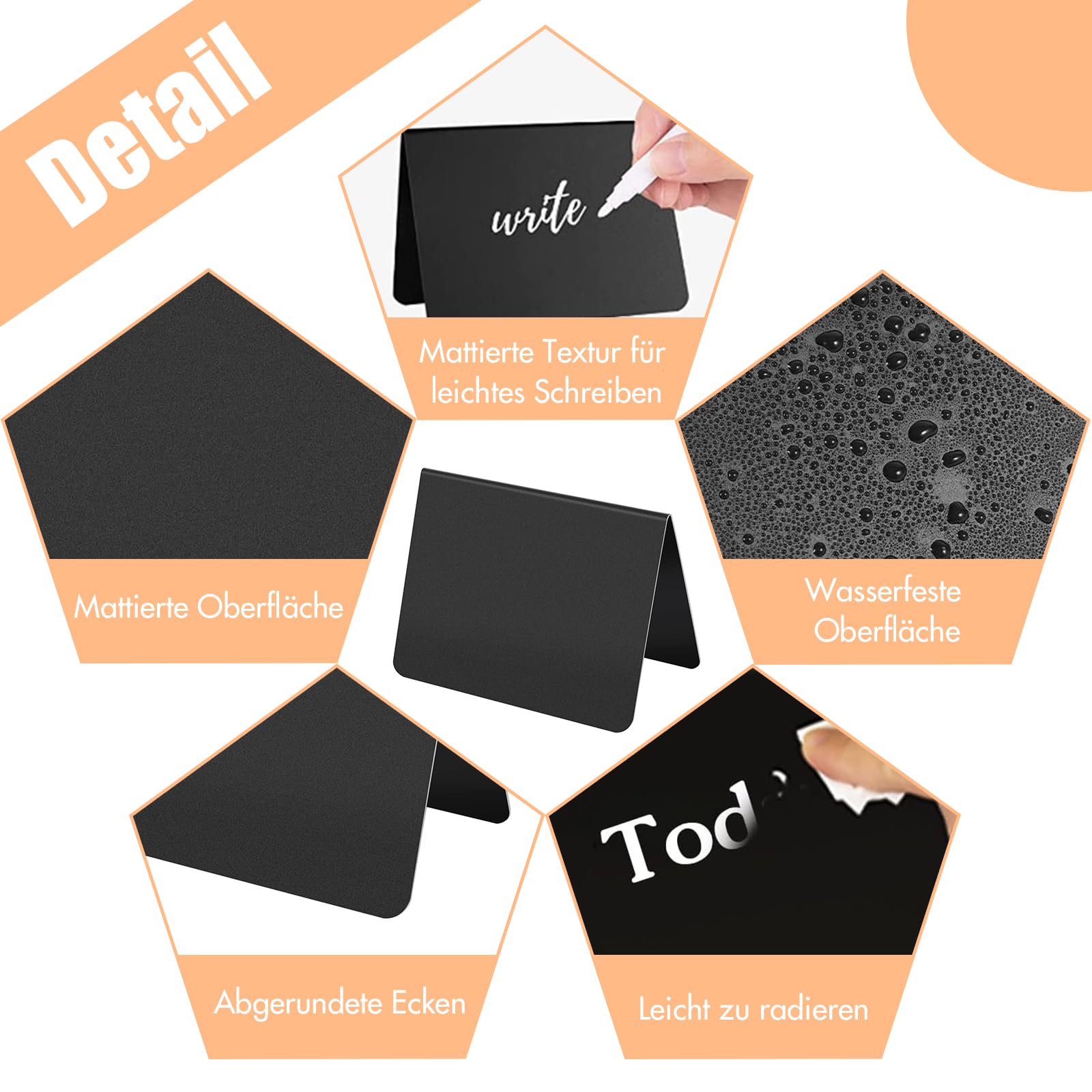 Lavagnette Cancellabili 30 Pezzi - Segnaposto Per Tavoli Ristorante, Matrimoni, Buffet, 10x7 Cm - Foto 8