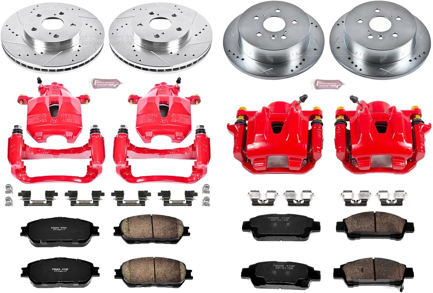 Power Stop KC5476 Z23 Evolution Sport Performance 1-Click Brake Kit with Caliper For Toyota Sienna 2004-2010 [Model Specific]