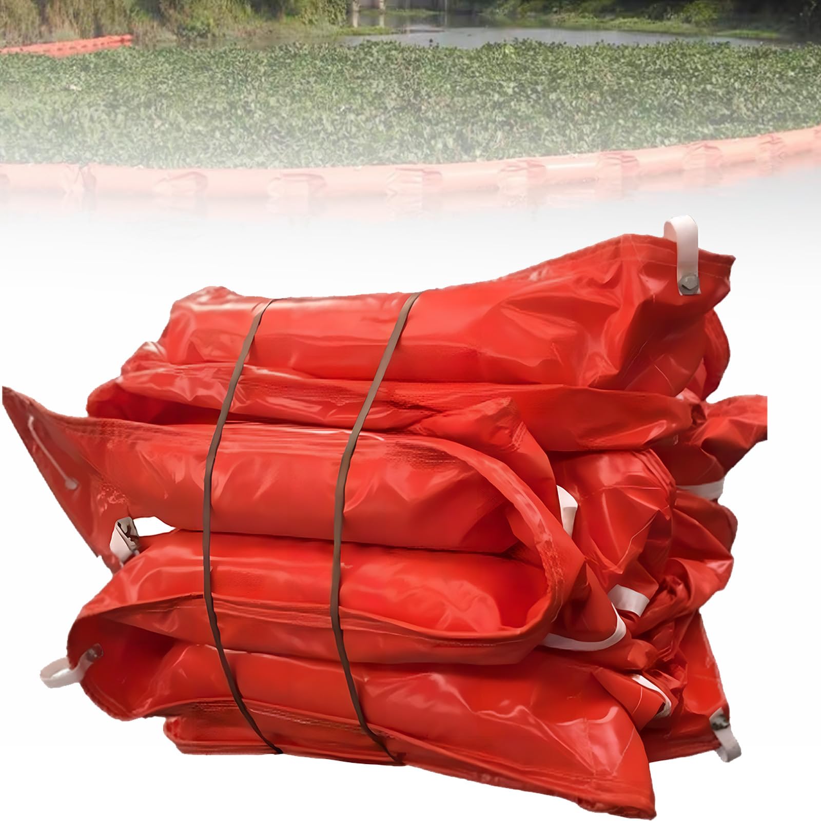 Barriera galleggiante in PVC resistente per il contenimento dell'olio, riutilizzabile per fiume, lago, porto, molo, 19,8 m di lunghezza x 88,9 cm di altezza