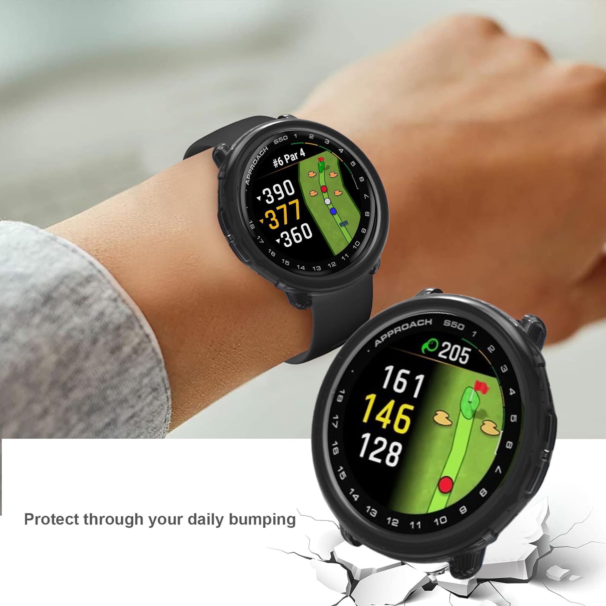 Compatible for Garmin Approach S50 Screen Protector with Case, Lamshaw (2+1Pack) Soft Clear Film Full Coverage + TPU Protective Case Compatible for Garmin Approach S50 1.2 Inches