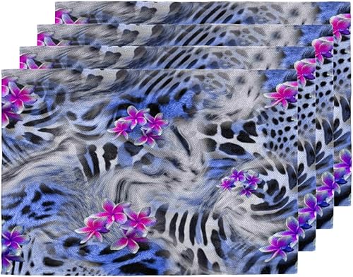 Animal Prints Funny Placemats Set of 4 Table Mats Washable Placemat Waterproof Place Mats for Party Home Dining Table Decor 18x12 in