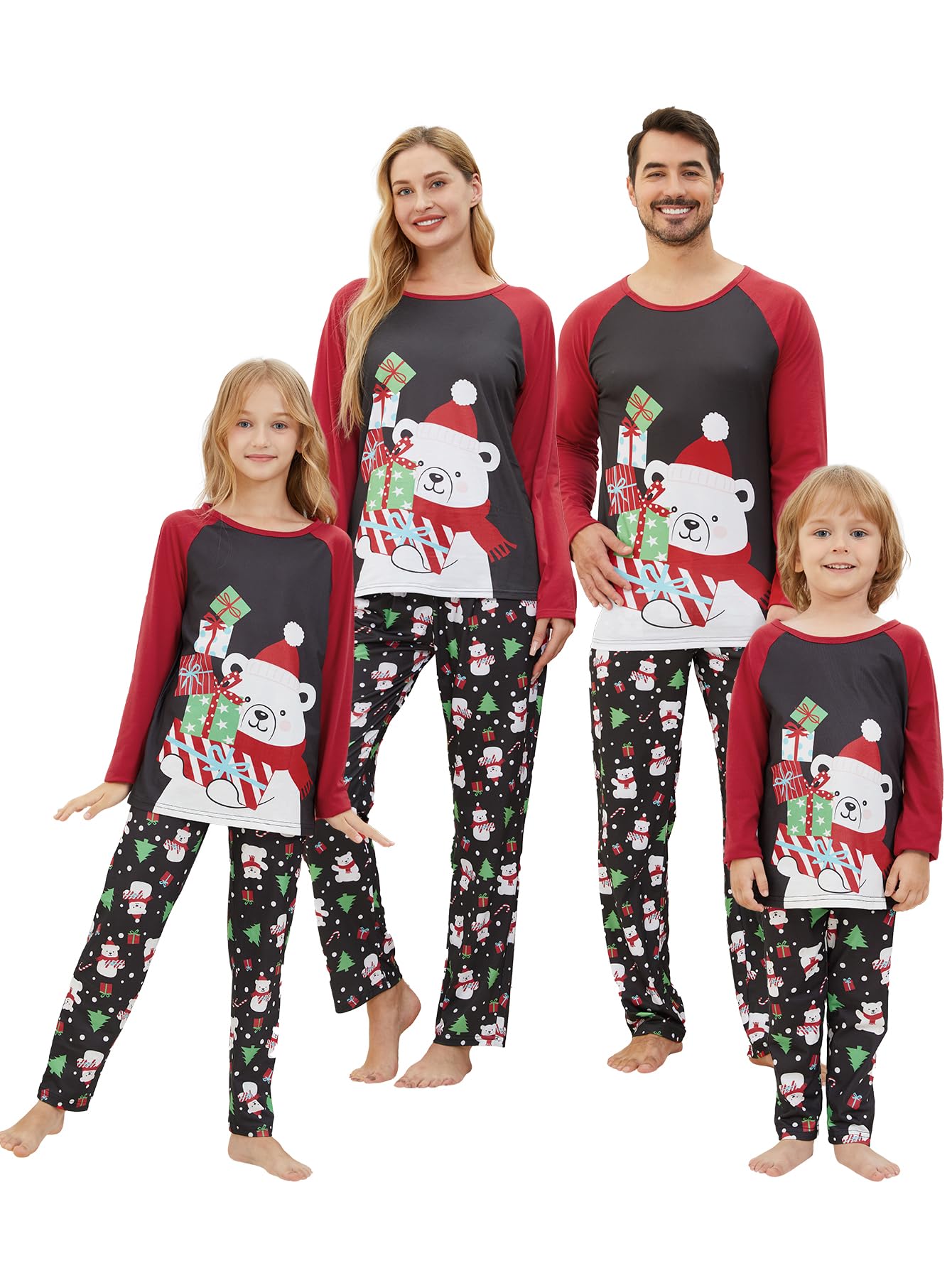 (men size Large) MyFav Christmas Pajamas for Family Cute Snowman Print Long Sleeve PJS Set
